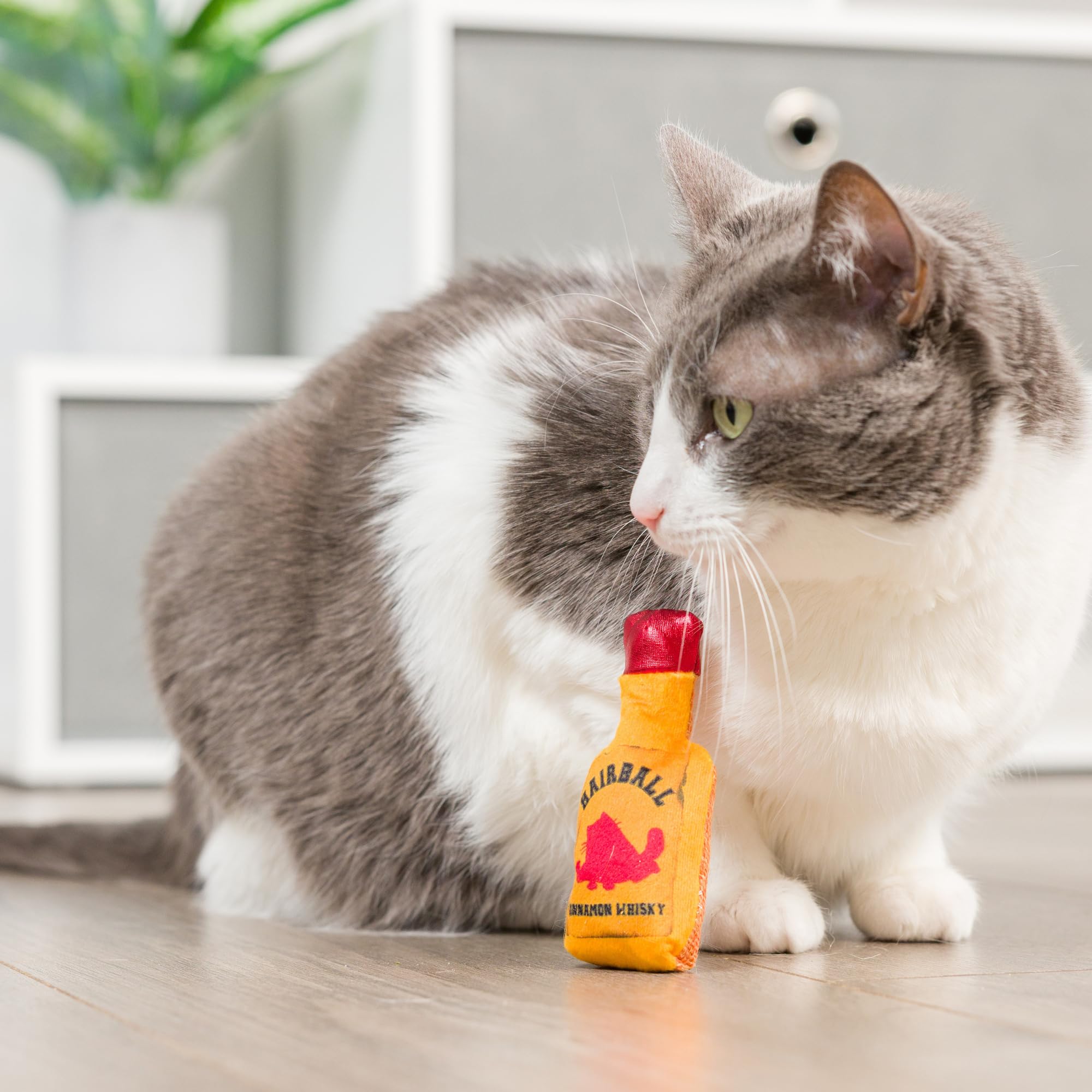 Huxley & Kent Plush Cat Toy - Hairball Cinnamon Whiskey - Nappy Hour Strong Catnip Filled - Plush Interactive Kitten and Cat Toy