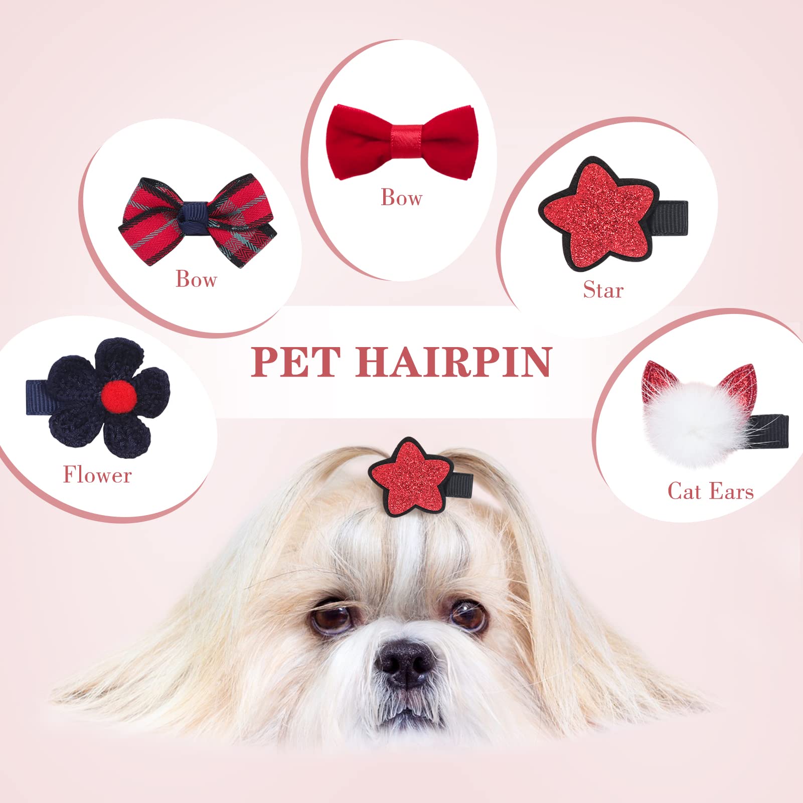 Www Small Dog Hair Accessories - 5 Pcs Cute Red Bow Flower Crown Hairpins, Barrettes For Girls, Puppies, And Cats - Party And Bi