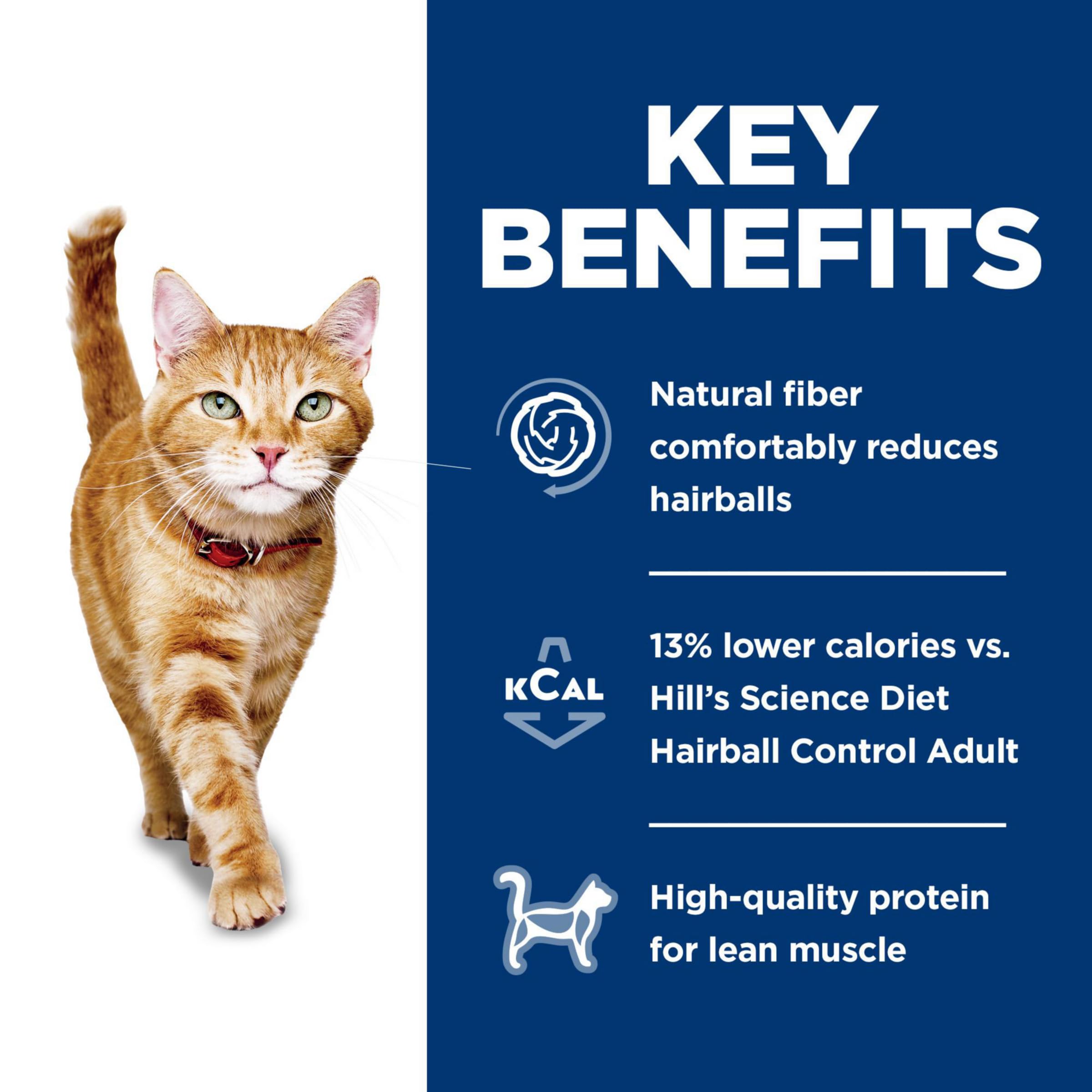 Hills Science Diet Hairball Control Light, Adult 1-6, Weight Management & Hairball Control Support, Dry Cat Food, Chicken Recip
