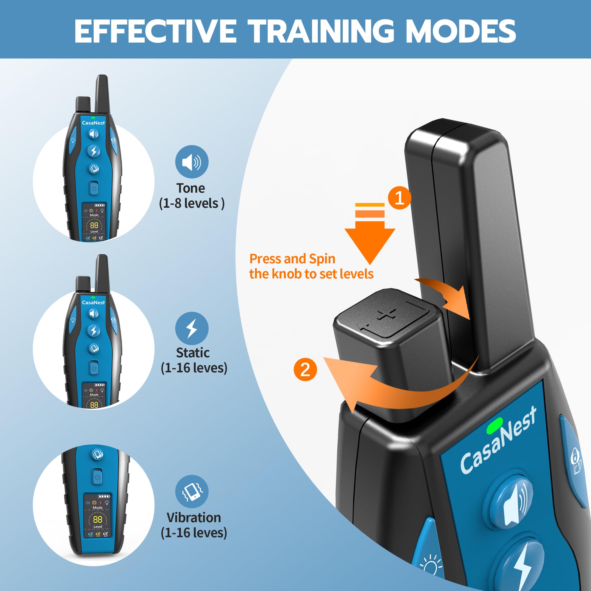 Casanest Dog Shock Collar With Remote Control - 3300Ft Dog Training Collar For Dogs 60-100Lbs Waterproof, Adjustable E Collar Be