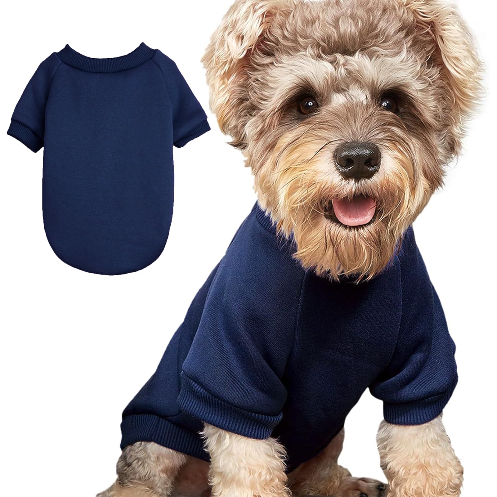 Jouhoi Puppy Sweater For Small Dogs Clothes Warm Winter Cat Clothe Pet Sweatshirt Knitwear Doggie Kitten Clothing (Xx-Small, Nav