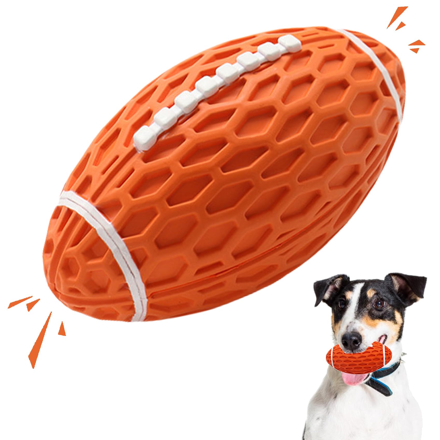 Petinstinct Squeaky Dog Football Toy, Rubber Dog Ball Toy For Aggressive Chewers, Tough Fetch Ball, Durable And Interactive For 