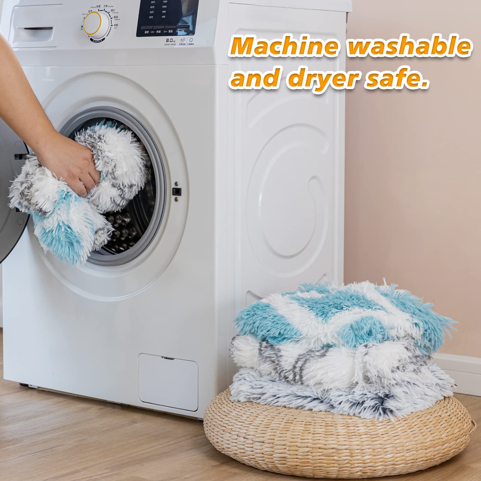 Pjyucien Fluffy Fleece Calming Pet Throw Blanket, Super Soft And Warm For Indoor Cats And Dogs, Small 16 * 24', Machine Washable, Grey Diamond Pattern, White Puppy Blanket