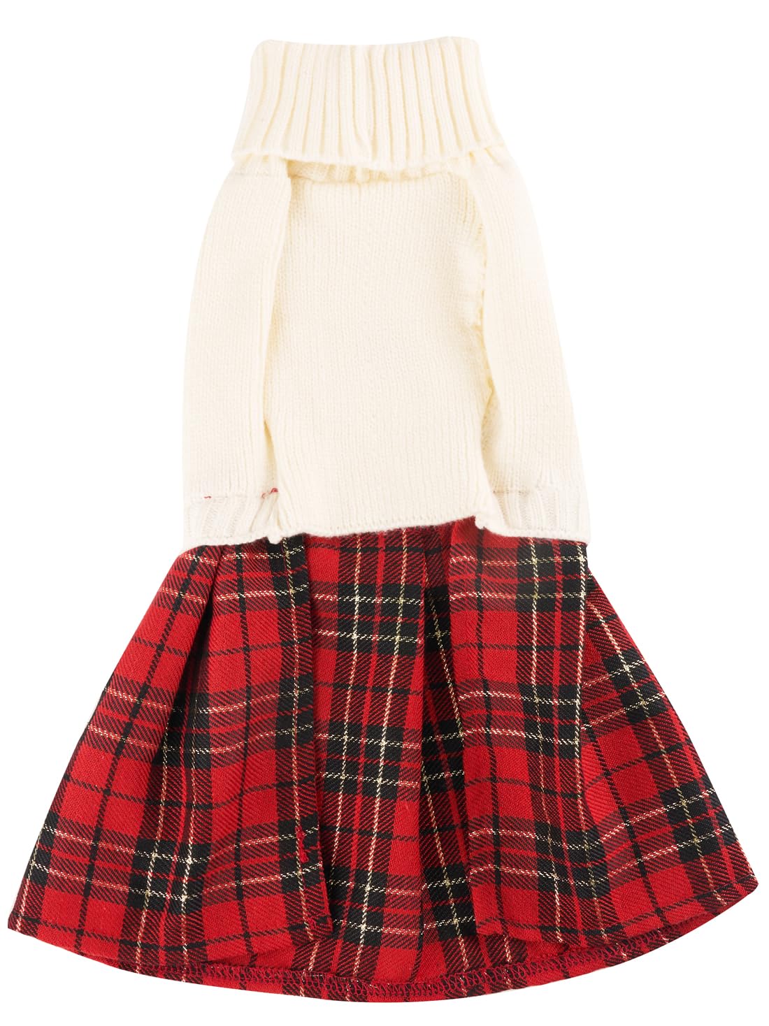 White Embroidery Snowflake Ugly Vintage Knit Reindeer Holiday Festive Christmas Dog Sweater Dress For Puppy,X-Small (Xs) Size Back Length 9'