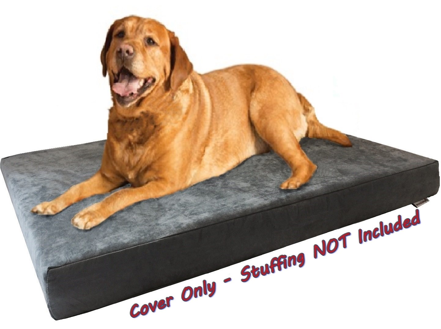 Dogbed4Less Diy Pet Bed Pillow Grey Microsuede Duvet Cover And Waterproof Internal Case For Large Dog At 47X29X4 Inch - Covers Only