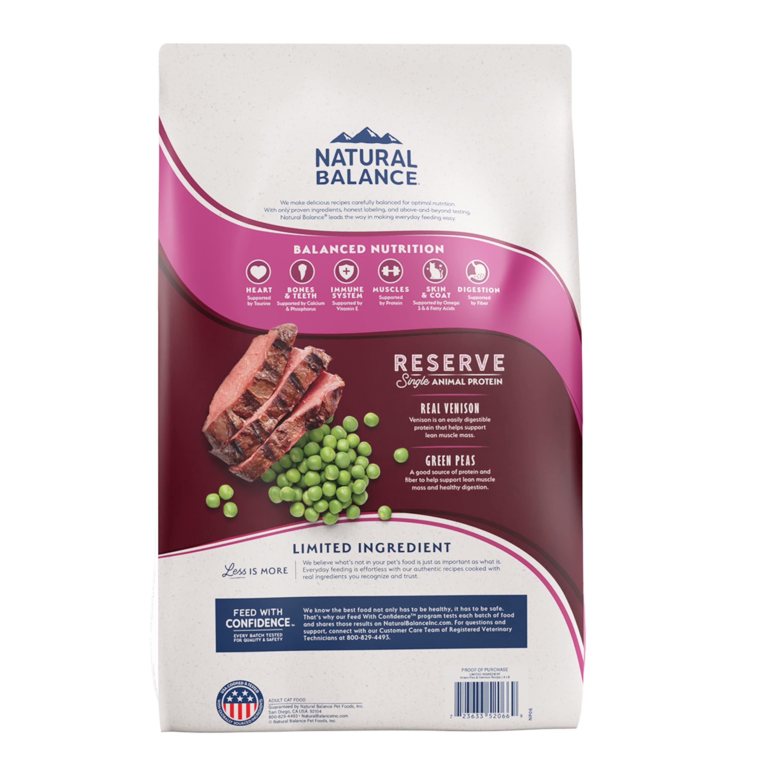 Natural Balance Limited Ingredient Adult Grain Free Dry Cat Food, Reserve Green Pea & Venison Recipe, 4 Pound (Pack of 1)