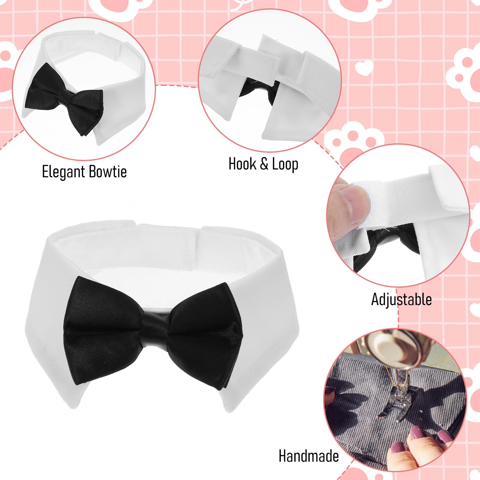 Yuxianlb 2 Pcs Black Pet Bow Tie Collar Formal Costume Accessories For Dogs Cats Elegant Wedding Bowtie Grooming Necktie Cute Tu
