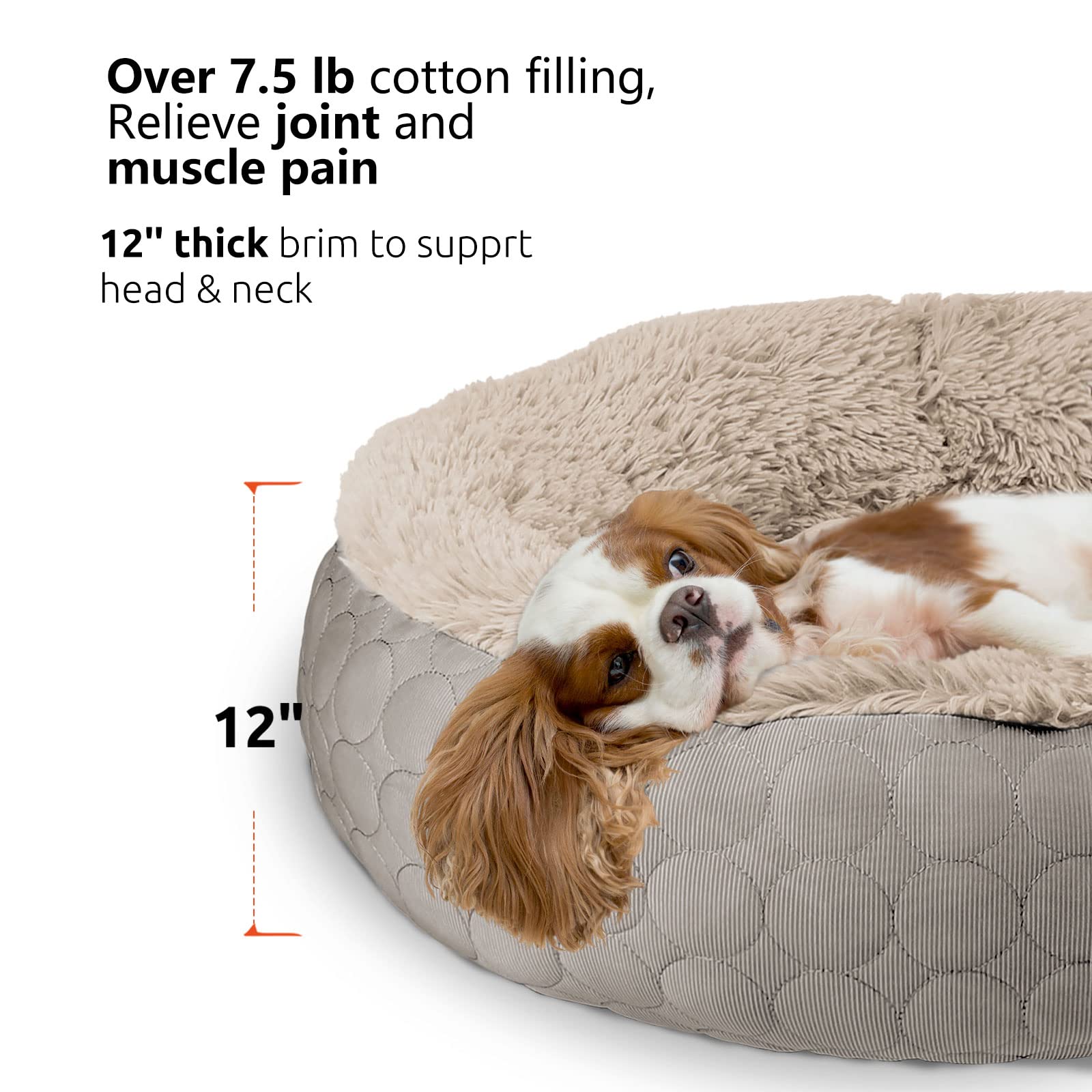 Hachikitty Dog Donut Bed Calming Bed Donut Round, Fluffy Dog Bed Medium Large Dogs, Cooling Warming Soft Dog Cushion Bed, Double Sided Available Donut Bed With Warm & Cool Sides(X-Large, Taupe)