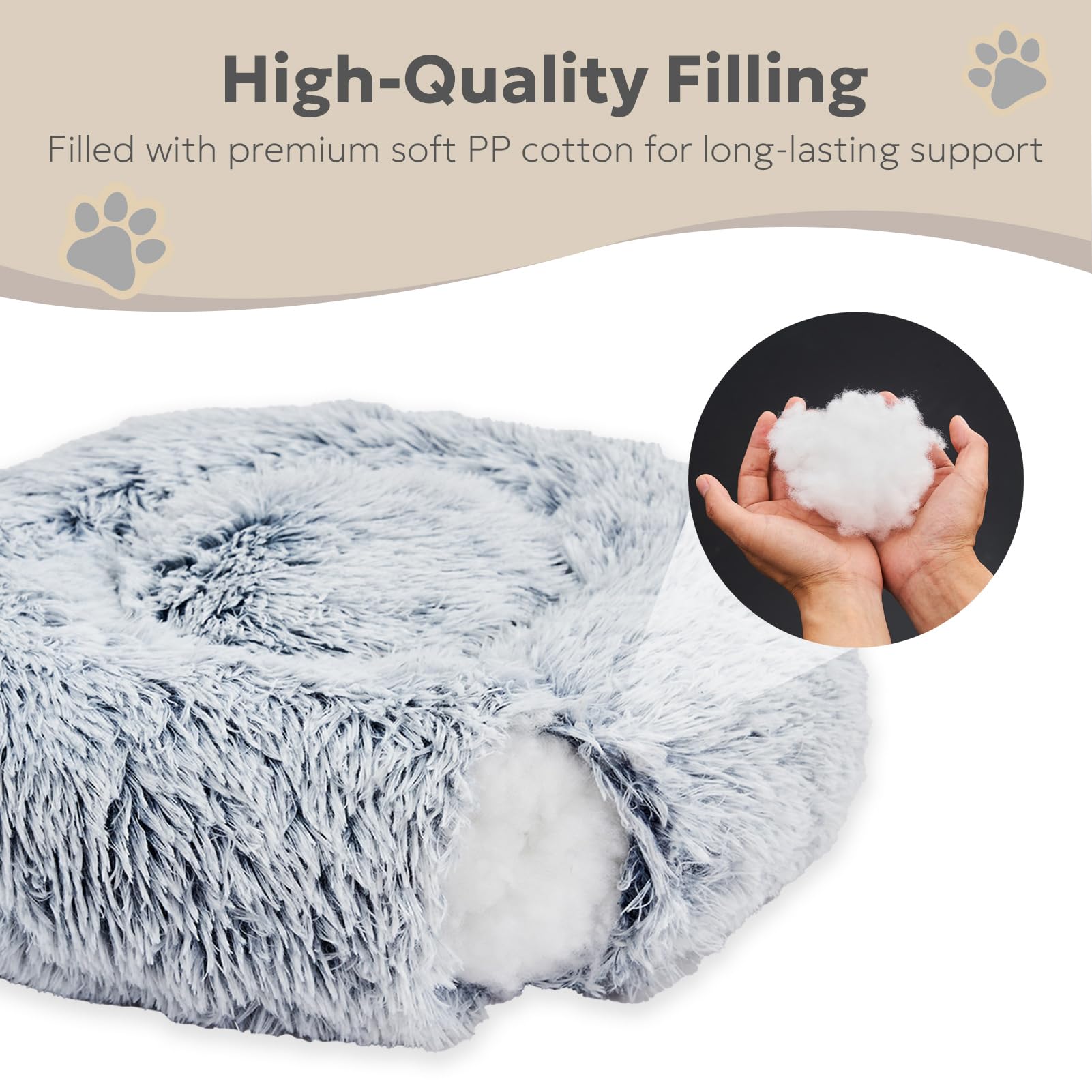 Olaphum Calming Cat Beds For Indoor Cats, Extra Small Dog Bed Washable, Anti-Anxiety Donut Fluffy Plush Faux Fur Pet Bed, Fits U
