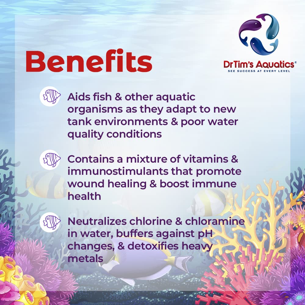 DrTims Aquatics First Defense for Reef Aquariums - Stress Relief & Immune System Support with Vitamins Immunostimulants Fish Ta