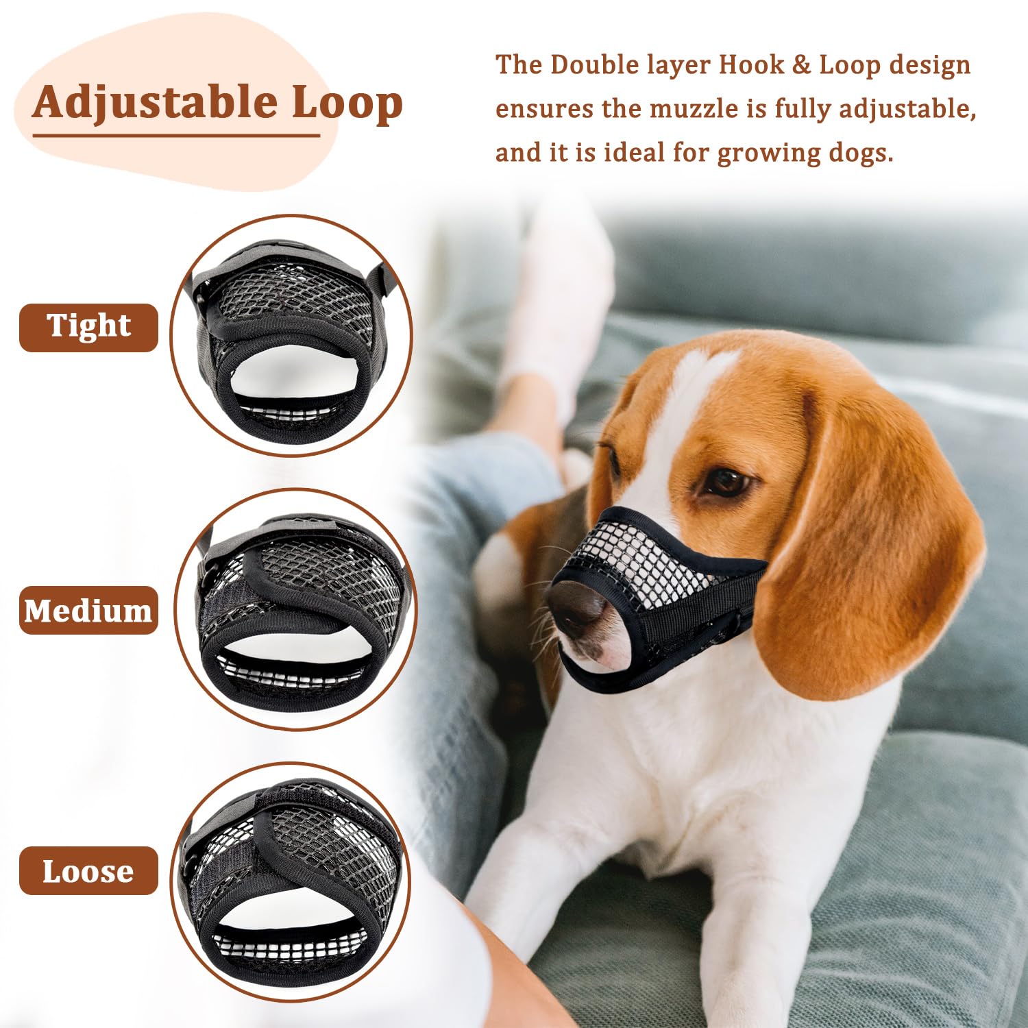Mayerzon Dog Muzzle, Breathable Mesh Puppy Muzzles For Small Medium Large Dogs Jack Russell Terrier Dachshund Beagle Golden Retriever For Biting Chewing Grooming, With Adjustable Hook And Loop