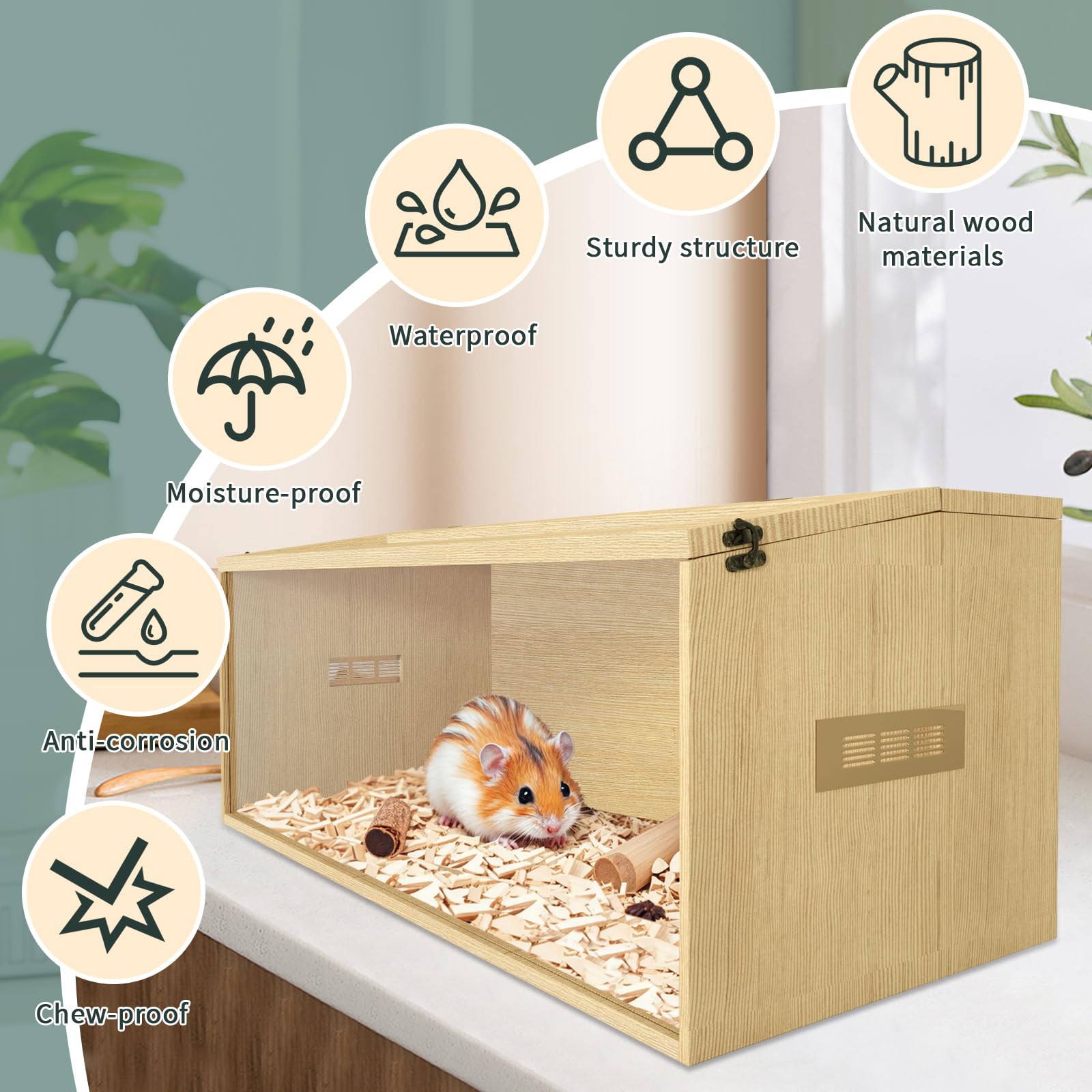 Large Hamster Cage 40, Top Opening Lockable Roof, Gerbil Cage With Ventilation Window, Dwarf Hamster Cages And Habitats, Chewp