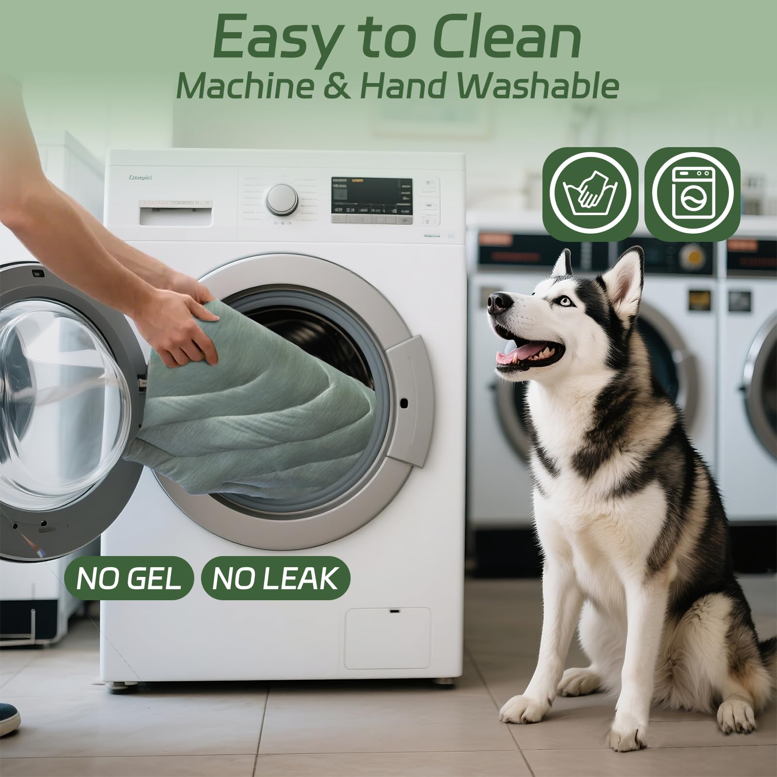 Uiqelys Cooling Mat For Dogs Ice Green, 150X102Cm No Gel, Cool Fabric Top & Velvet Back Giant Pet Blanket, Washable, Pet Cooling