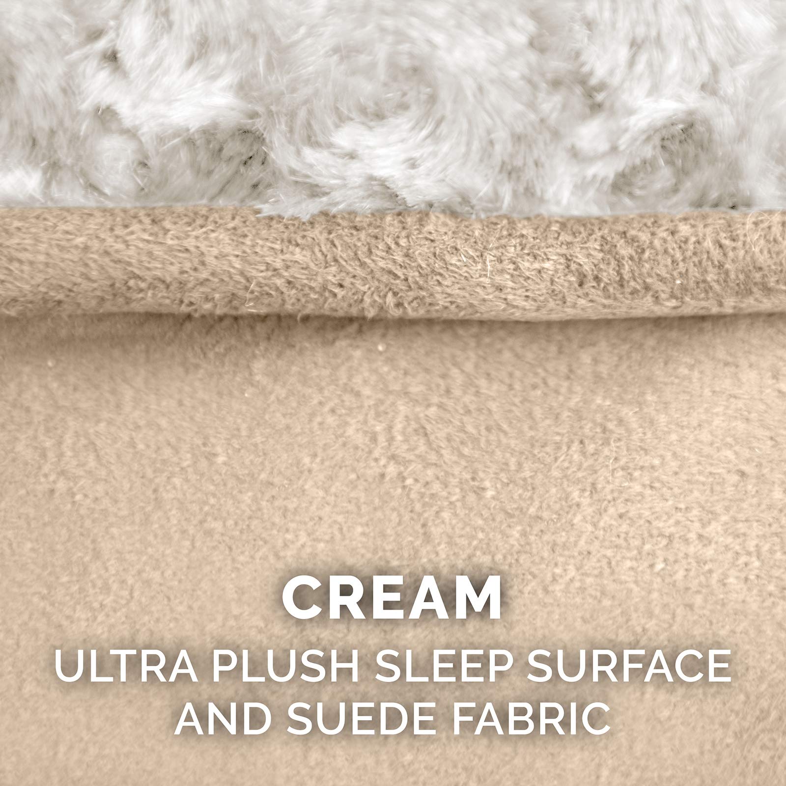 Furhaven Ultra Plush Faux Fur & Suede Dog Bed Cover, Jumbo 45"x30", Machine Washable, Cream, Model CVR-31535083