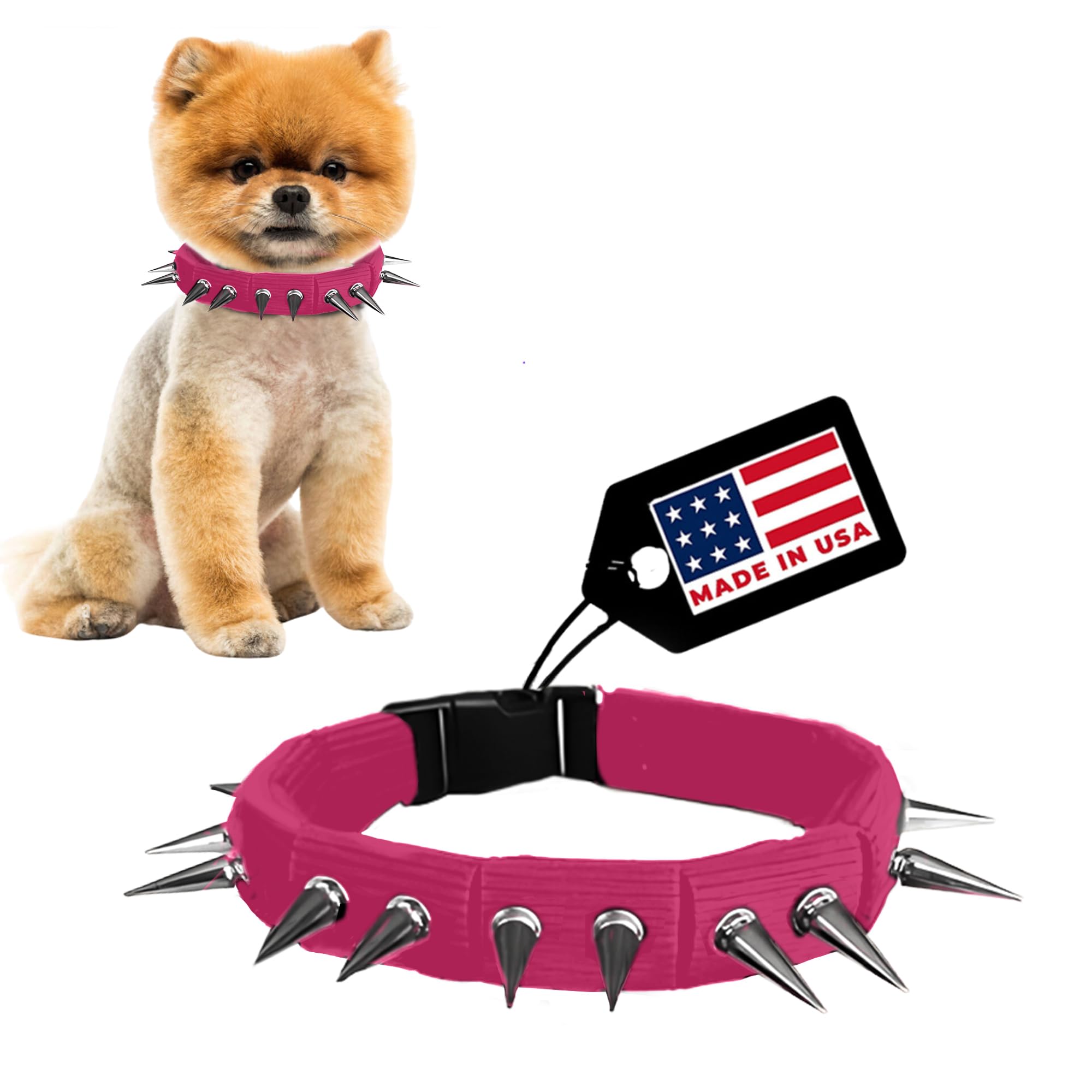 Coyotecollar Spiked Dog Collar - Pink Medium Spike Collar For Dogs | Adjustable Spiked Collar, Studded Dog Spike Collar, And Coy