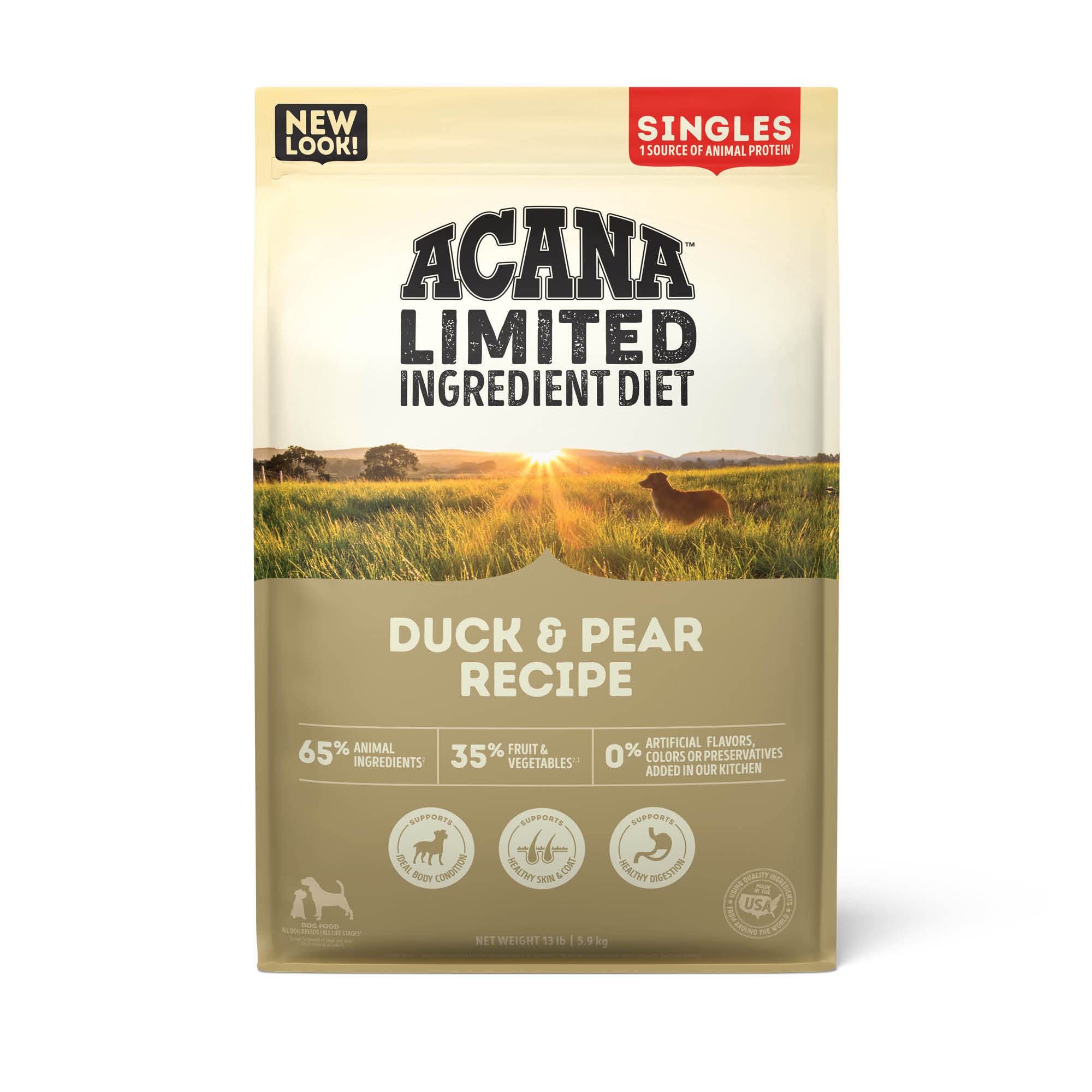 ACANA Singles Duck and Pear Recipe, 13lb, Limited Ingredient Diet Dry Dog Food