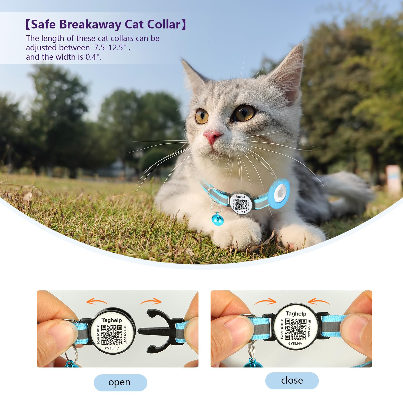 Cat Collar With Name Tag Breakaway: Kitten Collars For Girl Boy Cats With Smart Name Tags, Ultra Soft & Elastic Adjustable (7''-