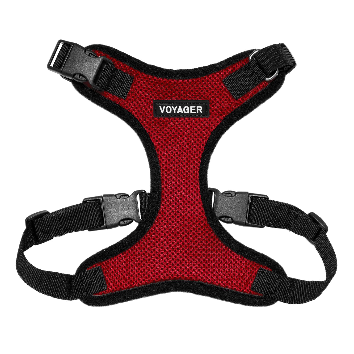 Voyager Step-In Lock Pet Harness - All Weather Mesh, Adjustable Step In Harness For Cats And Dogs By Best Pet Supplies - Red/Bla