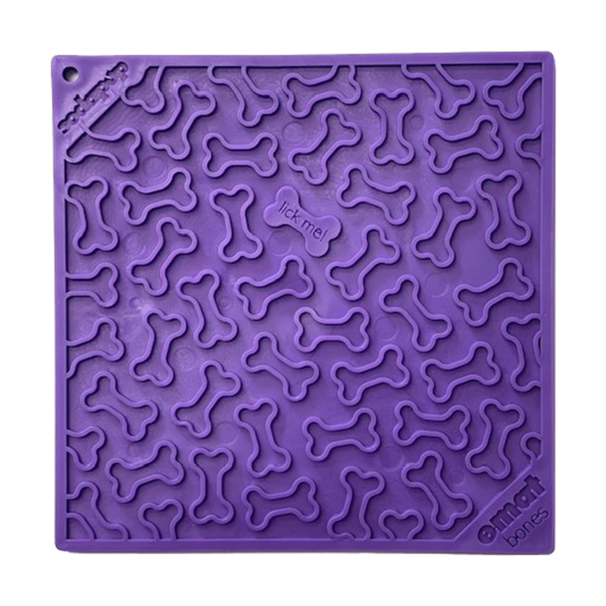 SodaPup Bones eMat - Durable Lick Mat Feeder Made in USA from Non-Toxic, Pet-Safe, Food Safe Rubber for Mental Stimulation, Avoi