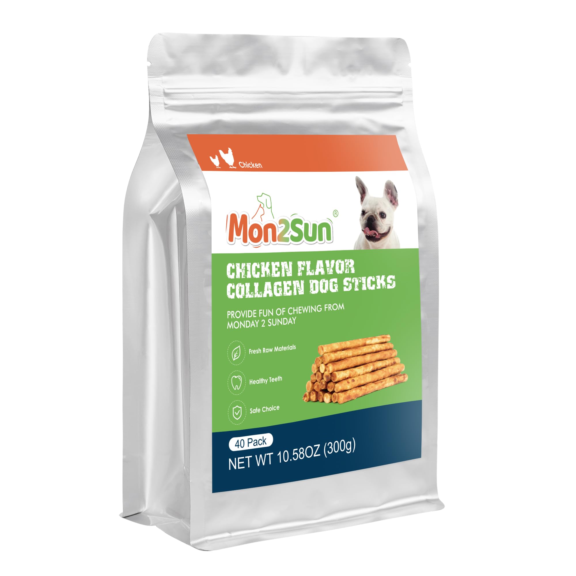 MON2SUN Chicken Collagen Sticks for Dogs, 5 Inch Teeth Cleaning Collagen Chews for Small Dogs (Chicken Flavored), Healthy Snacks