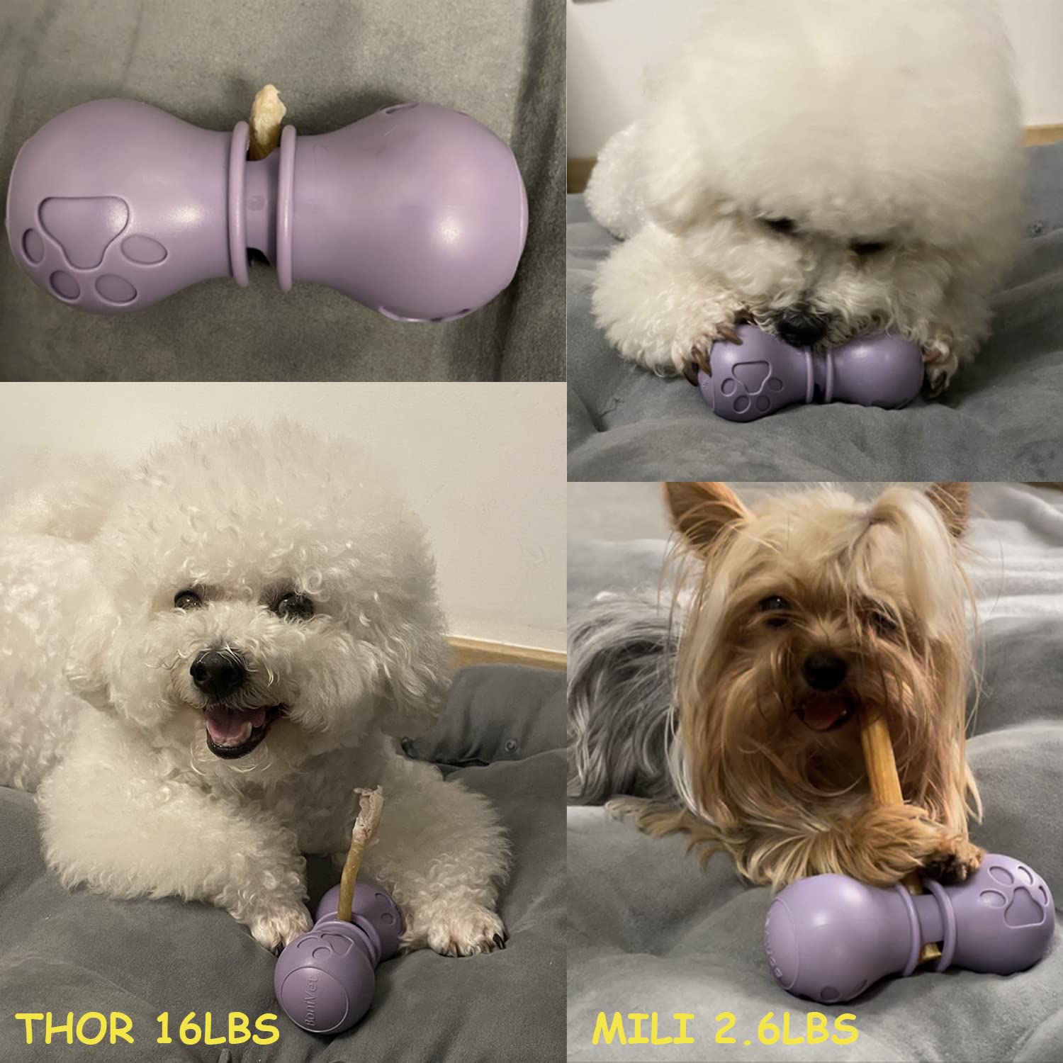 Bonivet Bully Stick Holder For Dogs, Chew Holder, Prevent Choking Safety Device (Purple, Small)