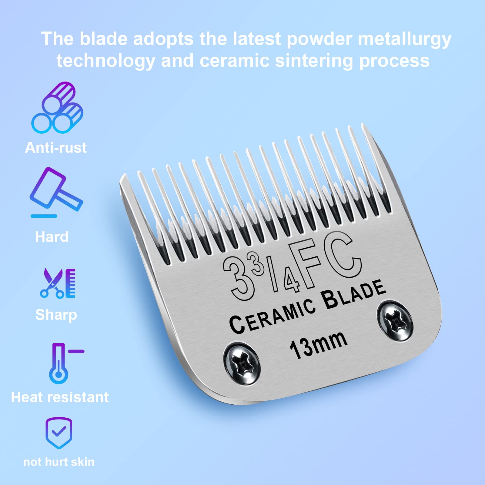 Detachable Pet Dog Grooming Clipper Ceramic Blades,Compatible With Size 3-3/4Fc Cut Length 1/2''(13Mm),Compatible With Oster A5,