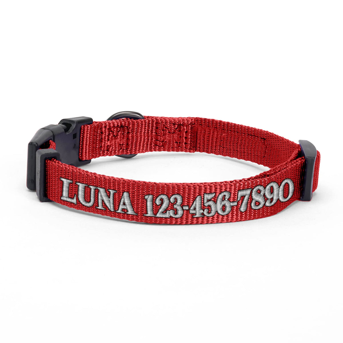 Pawtitas Personalized Customizable Dog Collar Puppy Collar Embroidered Customize W Pet Name & Phone Number Collars Xs Size Extra-Small Red Custom Engraved Names