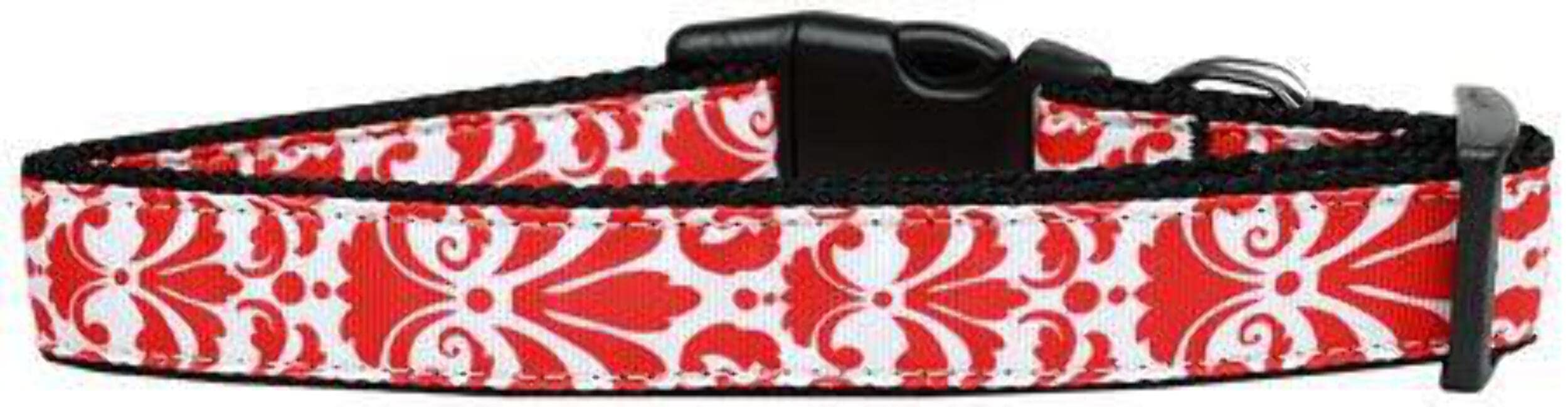 Mirage Pet Products Damask Nylon Dog Collar, Red, Medium