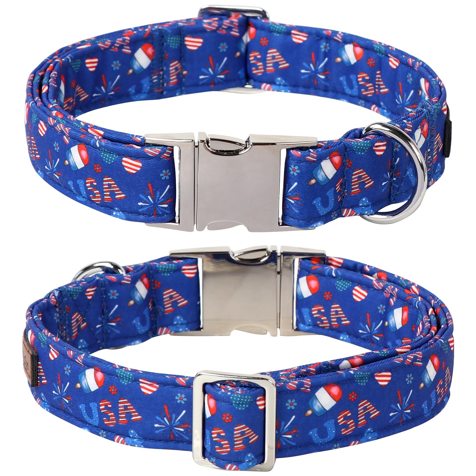 Lionet Paws 4Th Of July Dog Collar With Bowtie, Cute Summer Blue Dog Collar For Girl For Small Dogs, Adjustable Popsicle Pet Pup