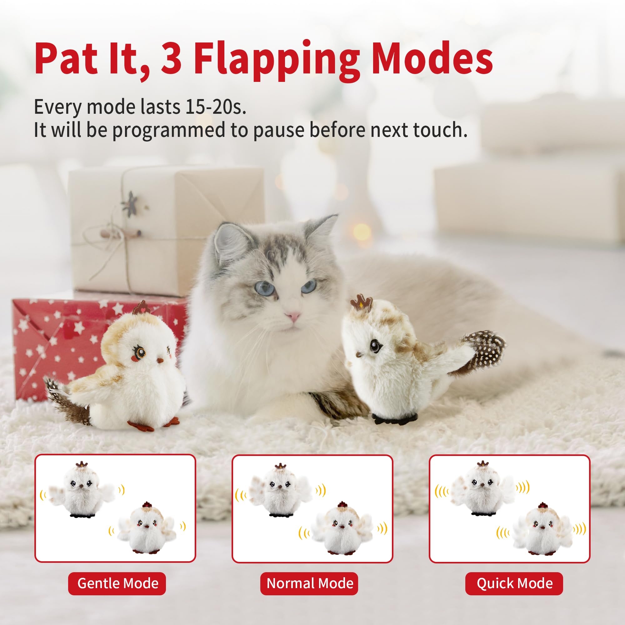 Gigwi Interactive Flapping Cat Toys Catnip, Electronic Flappy Toys Motion Activated, Automatic Cat Toys for Indoor Cats, USB Rec