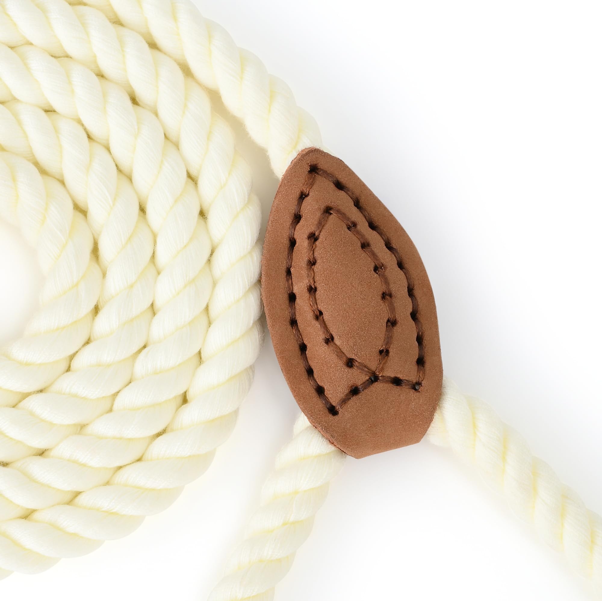 Mile High Life Dog Leash, Braided Cotton Rope Leashes With Leather Tailor Tip With Leather Tip - Heavy Duty Metal Clasp, 4Ft, 1/