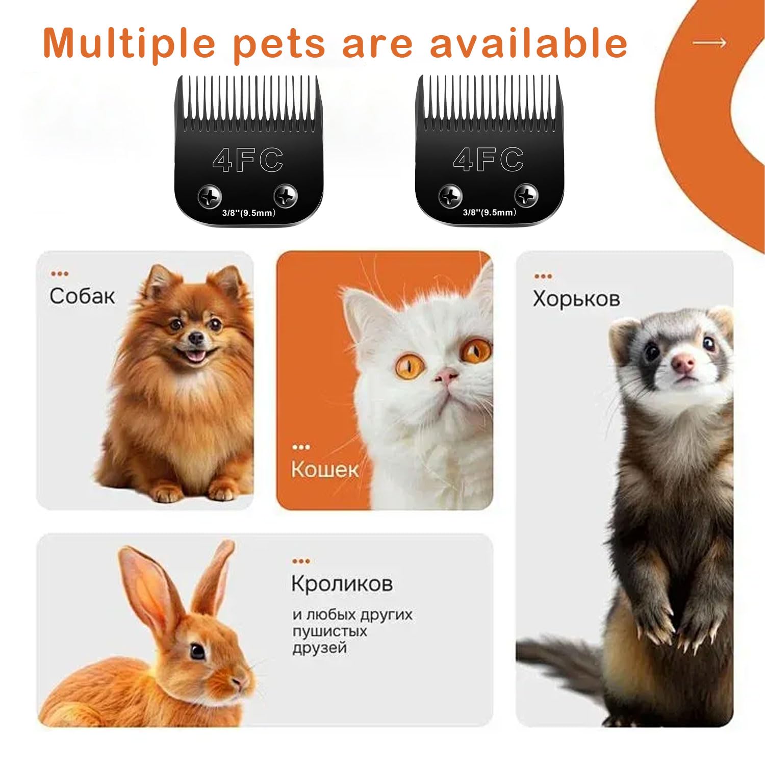 2Pcs 4Fc Blades Dog Grooming Blades Compatible With Andis Dog Clippers,Dog Clipper Blades Compatible With Oster A5,Wahl Km10 Dog