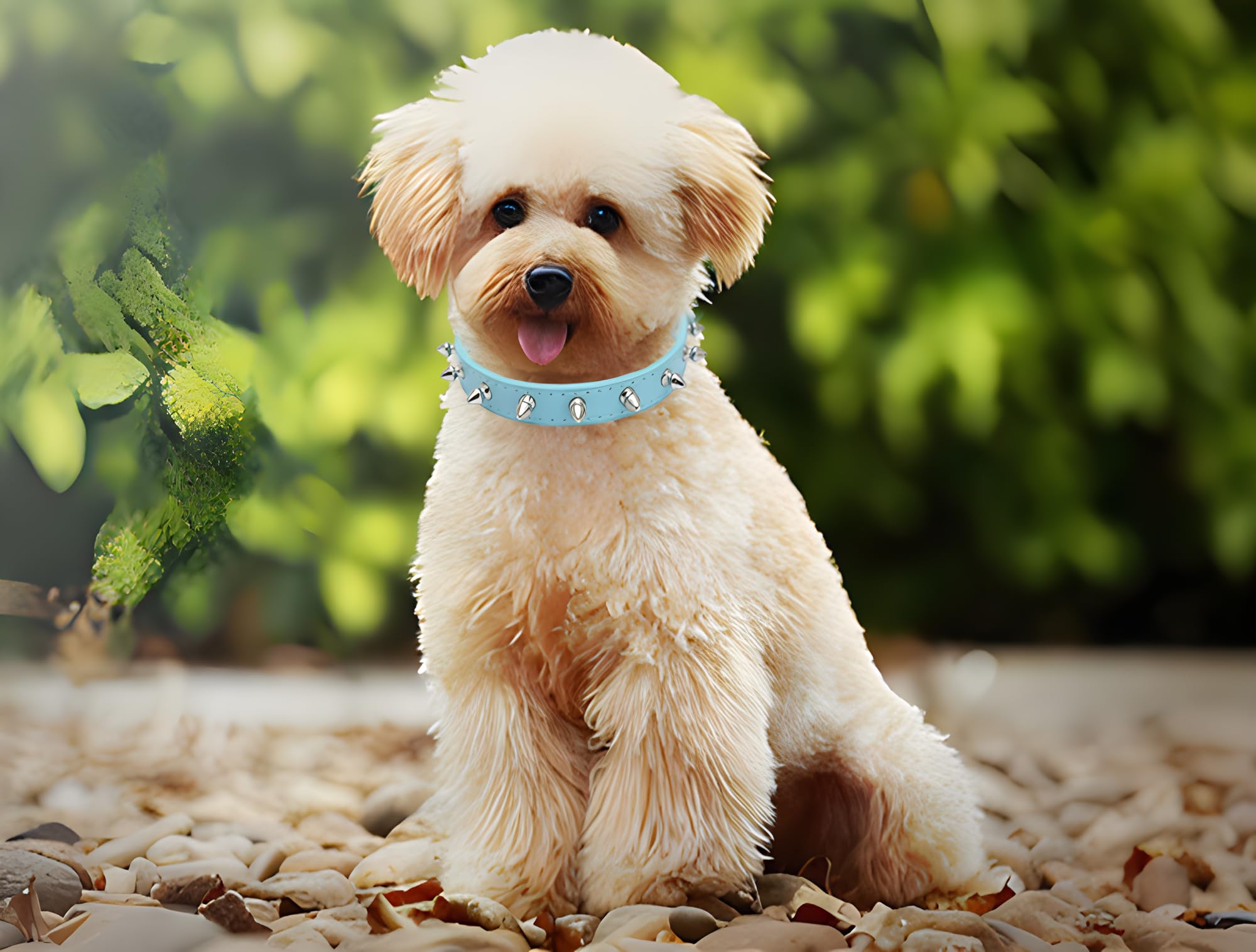 Spiked Puppy Dog Collar Soft Pu Leather Mushrooms Rivet Spike Stud Studded Cat Collars Adjustable For Girl Boy Pet Kitten Light