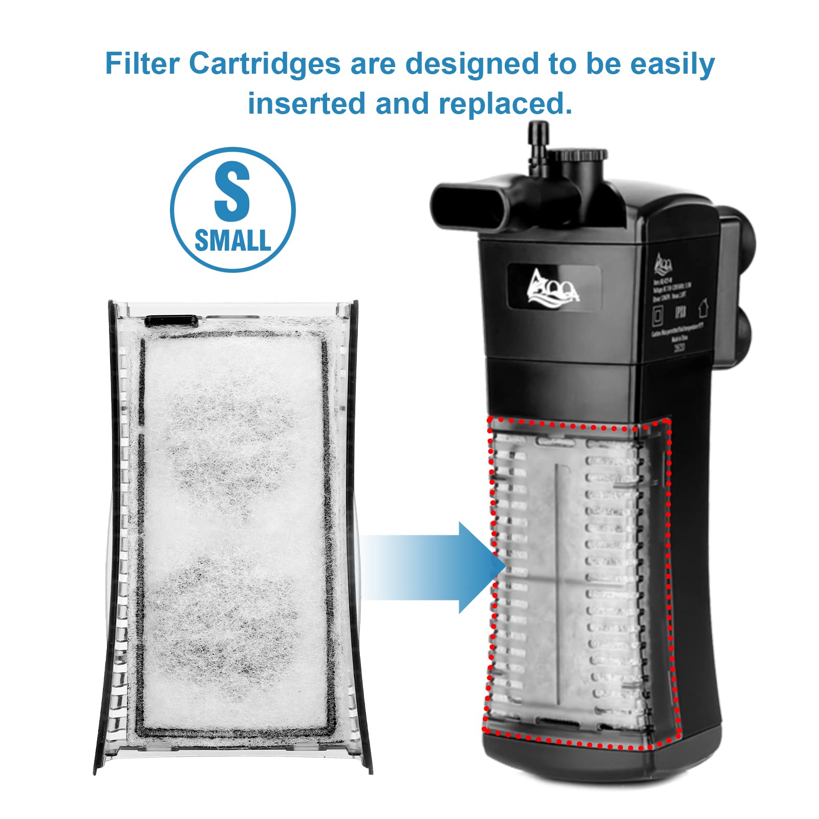Aqqa 8 Pack Aquarium Filter Cartridge Replacement Fish Tank Filter Cartridge Aquarium Internal Filter (Small)