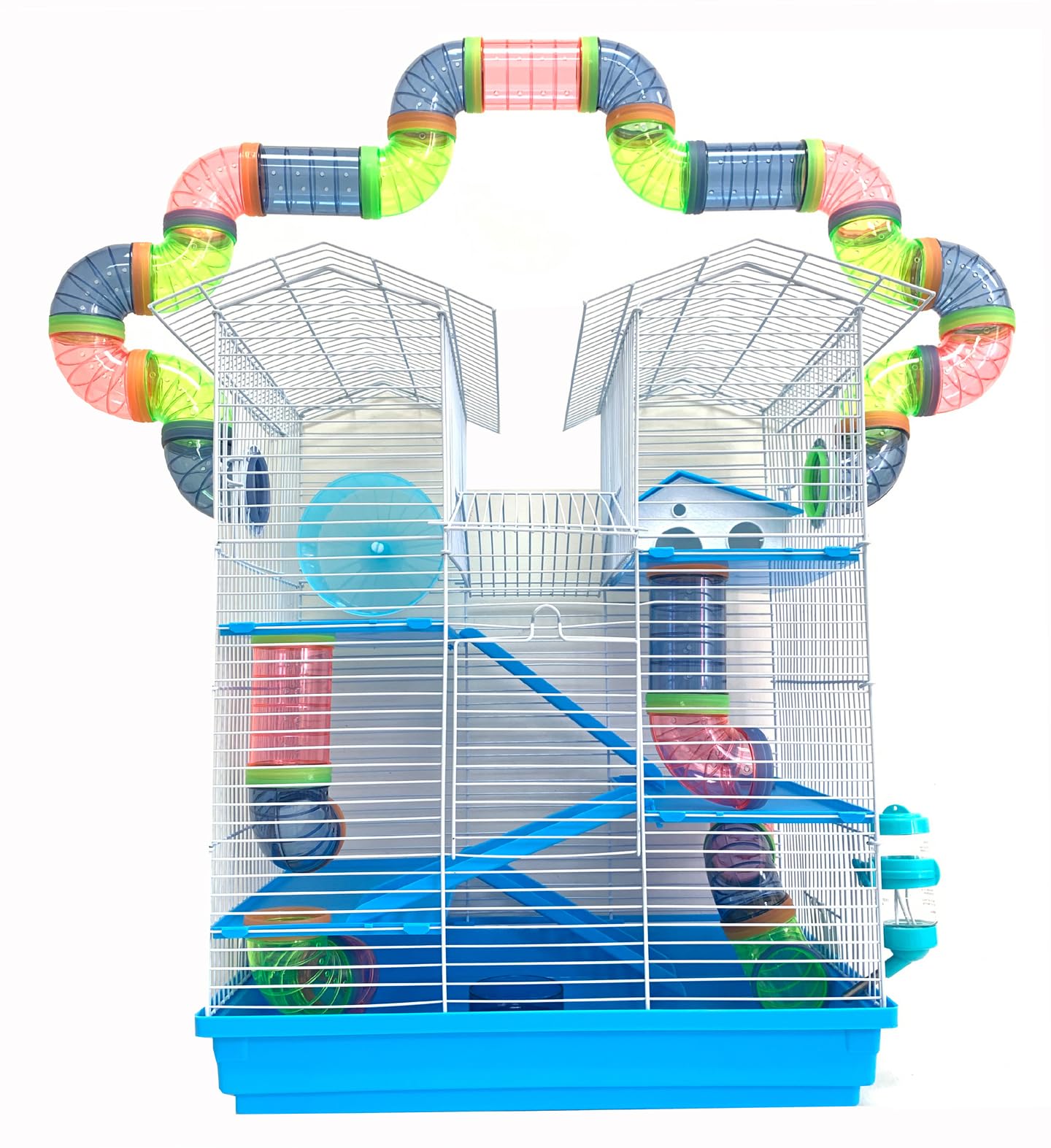 5-Floors Large Twin Tower Syrian Hamster Rodent Gerbil Mouse Mice Rat Home Cage With Crossover Tube Tunnel Expansible And Custom