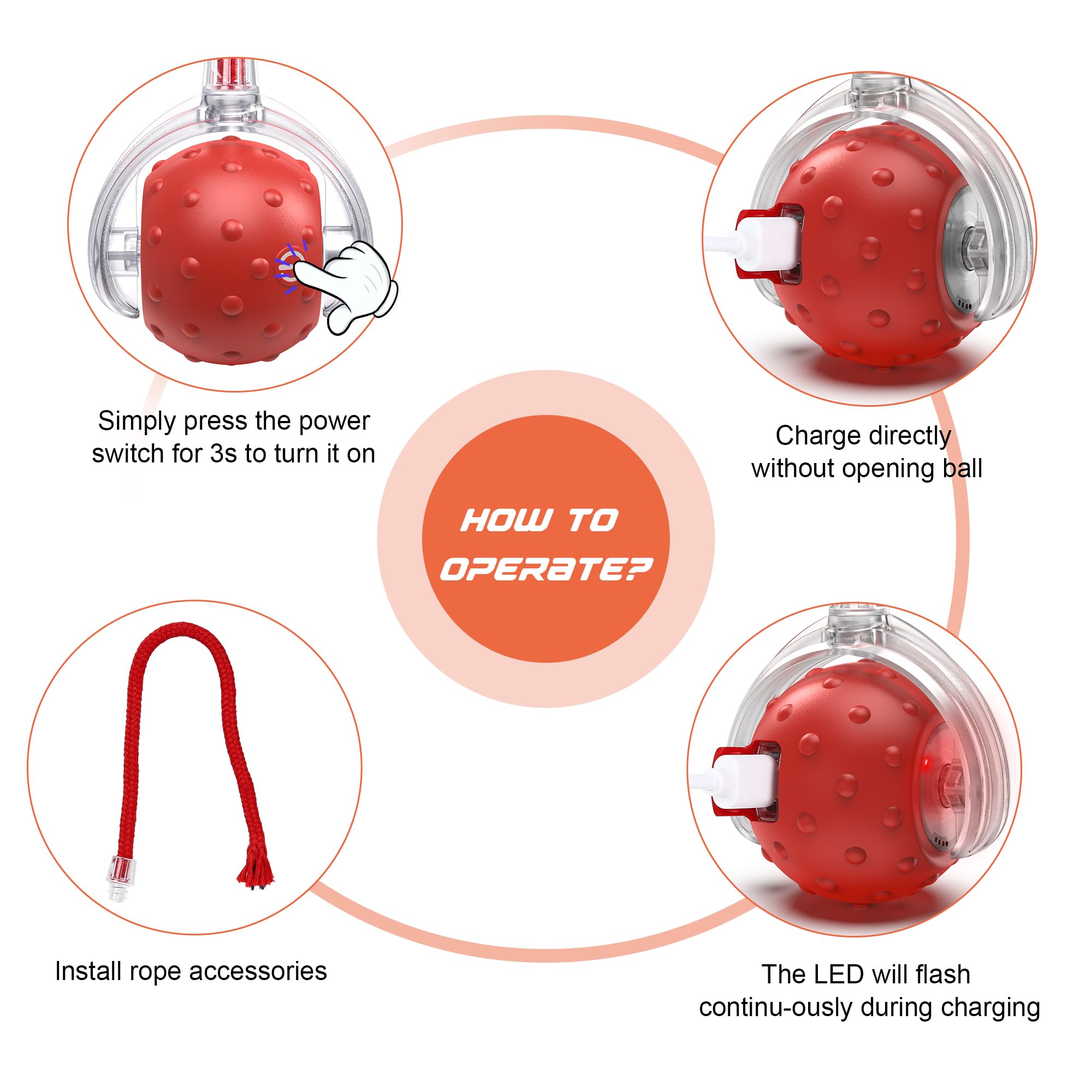 Iokheira Interactive Cat Toys Ball, Motion Activate Electric Cat Toy, Automatic Pet Exercise Toys, Simulate Bird Calls, Usb Rech