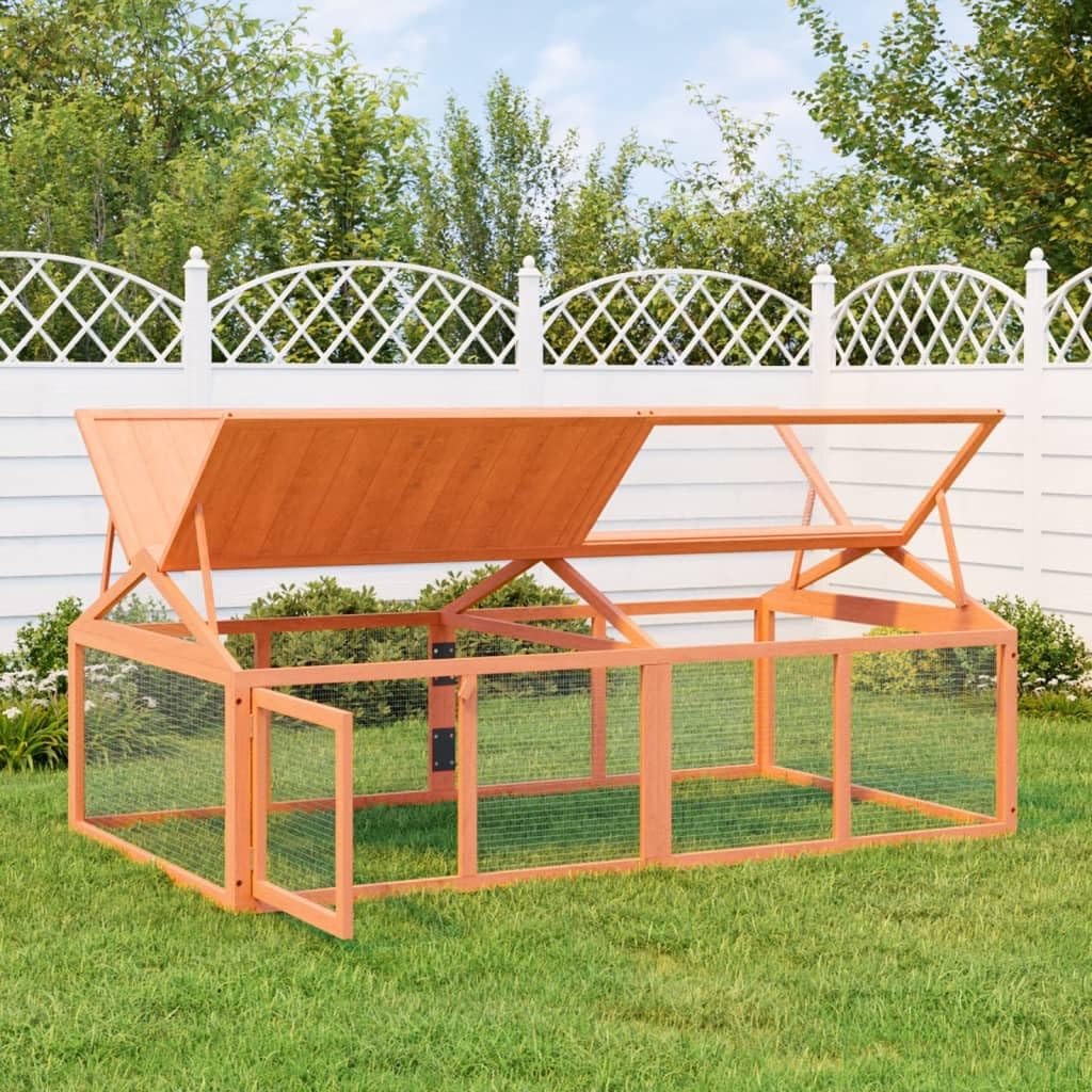 Vidaxl Small Animal House/Rabbit Hutch Run Box - Solid Pine Wood, Brown, 78.7 X 44.3 X 29.1 In.