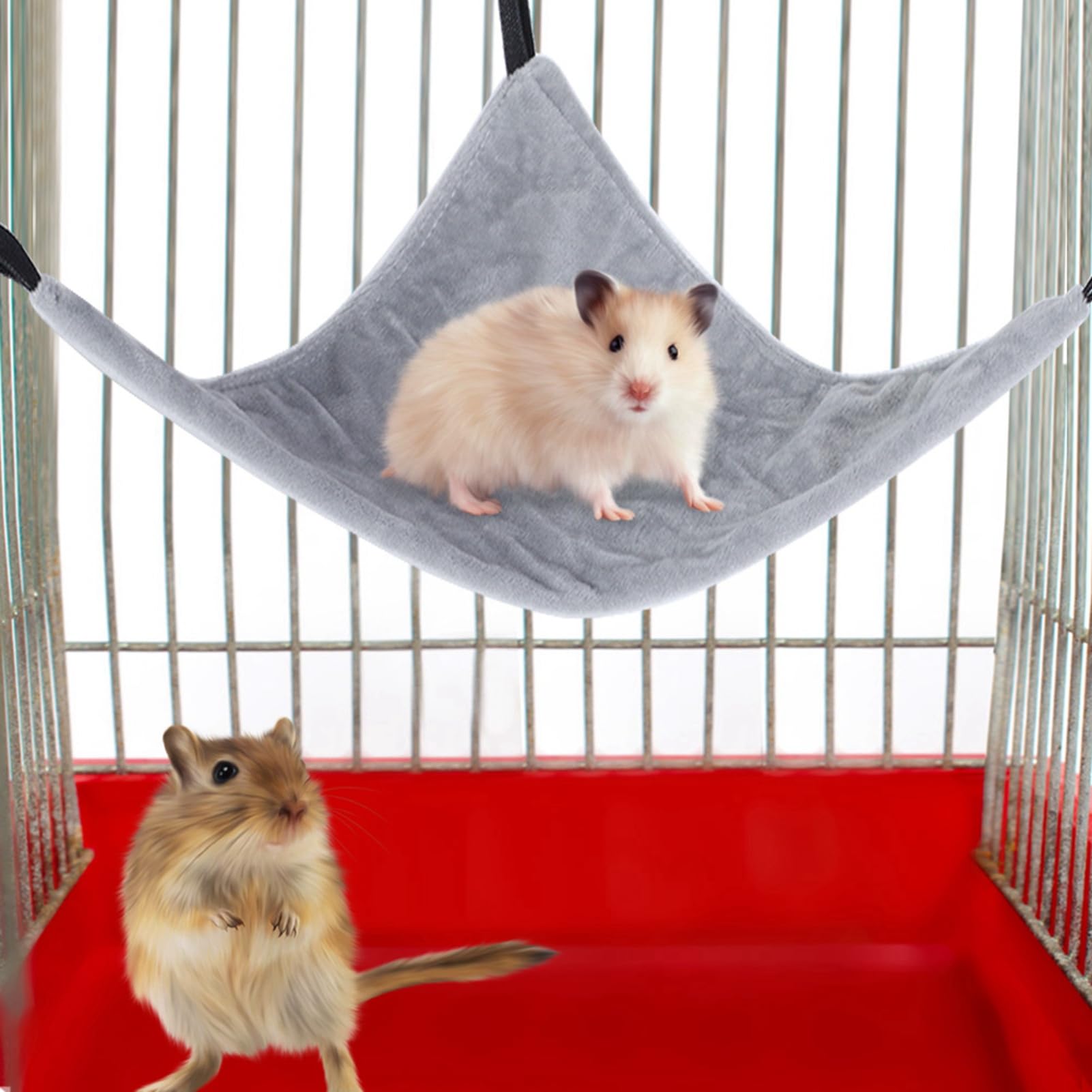 Zerodis Hamster Hammock For Small Pet Triangle Hammock Hanging Bed For Squirrel Hamster Sugar Glider Guinea Pig(Gray)