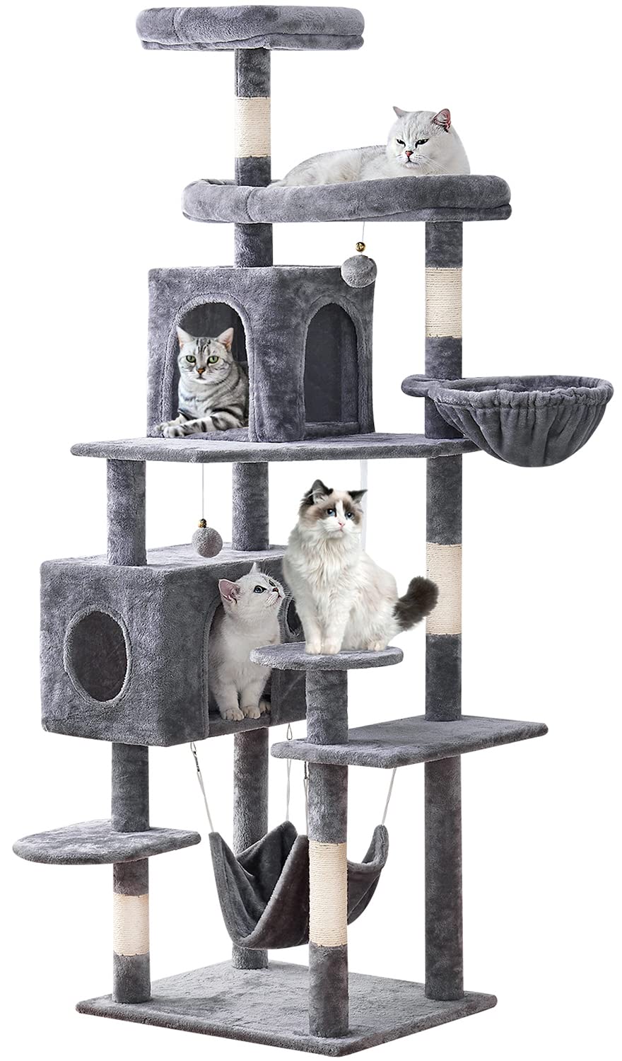 Yaruomy Cat Tree 71.6 Inches Cat Tower For Indoor Cats, Multi-Level Cat Condo Furniture With Scratching Posts, Plush Perches, Ac