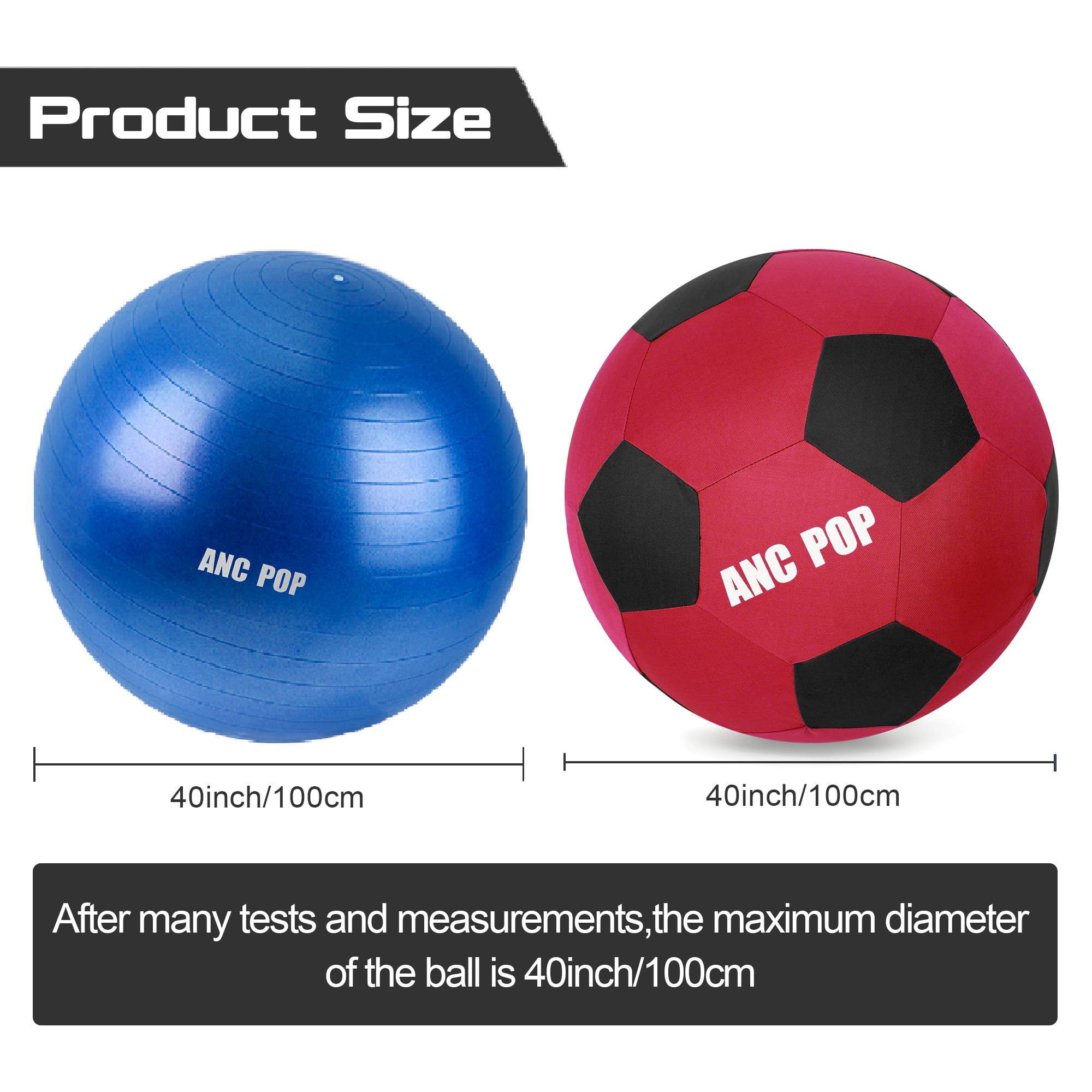 Anc Pop Herding Ball For Horse Ball & Cover 40' Large For Play Herding Ball Horse Toys For Horse (Red & Black)