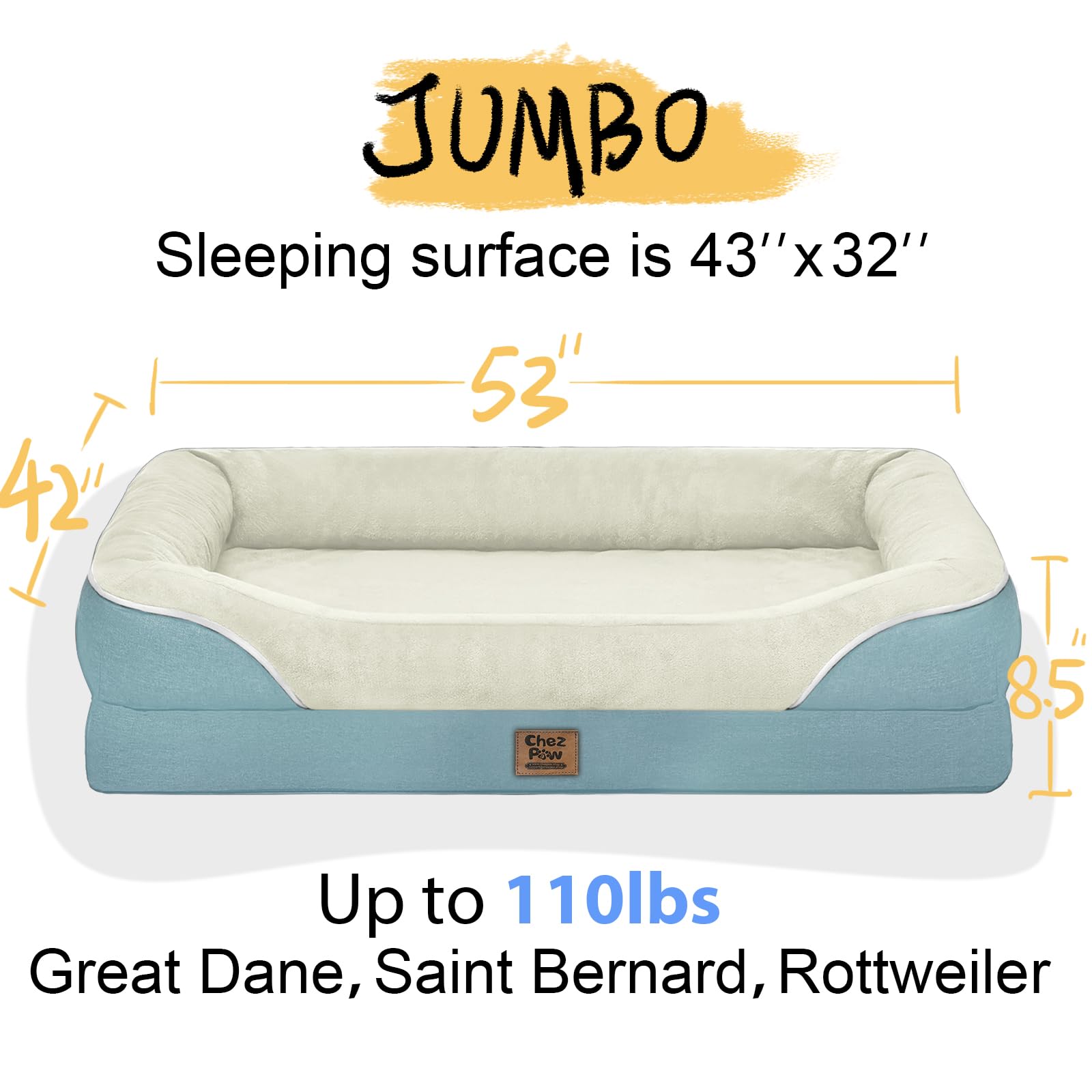 Washable Orthopedic Large Dog Bed - Removable Orthopedic Dog Bed Xl With Bolster Extra Large Dogs Beds With Washable Cover Non-S