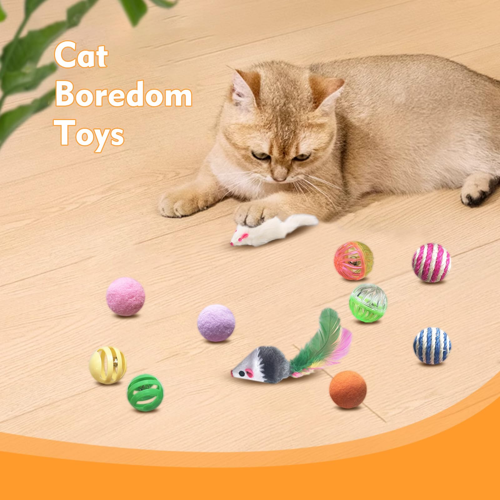 Yuloyi Cat Toys For Indoor Cats - 34 Packs Interactive Set With Colorful Springs, Mouse Toy, Catnip Ropes, Balls, Bells, And Sis