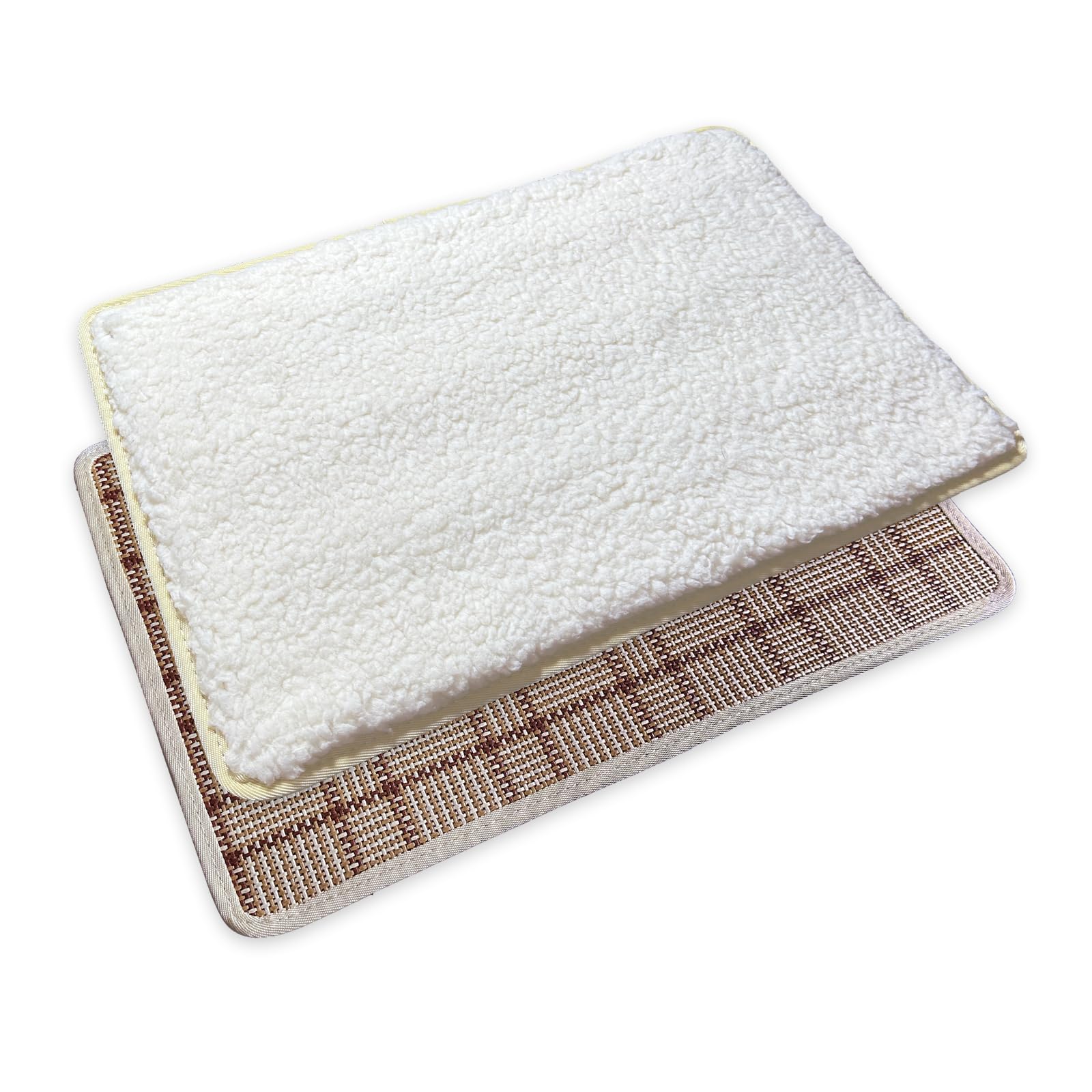 Replacement Pad For Dog Carrier Cat Carrier Pet Carrier, Plush And Rattan Mats, Double-Sided, Dog Bed Mat Crate Mat Kennel Pad 2