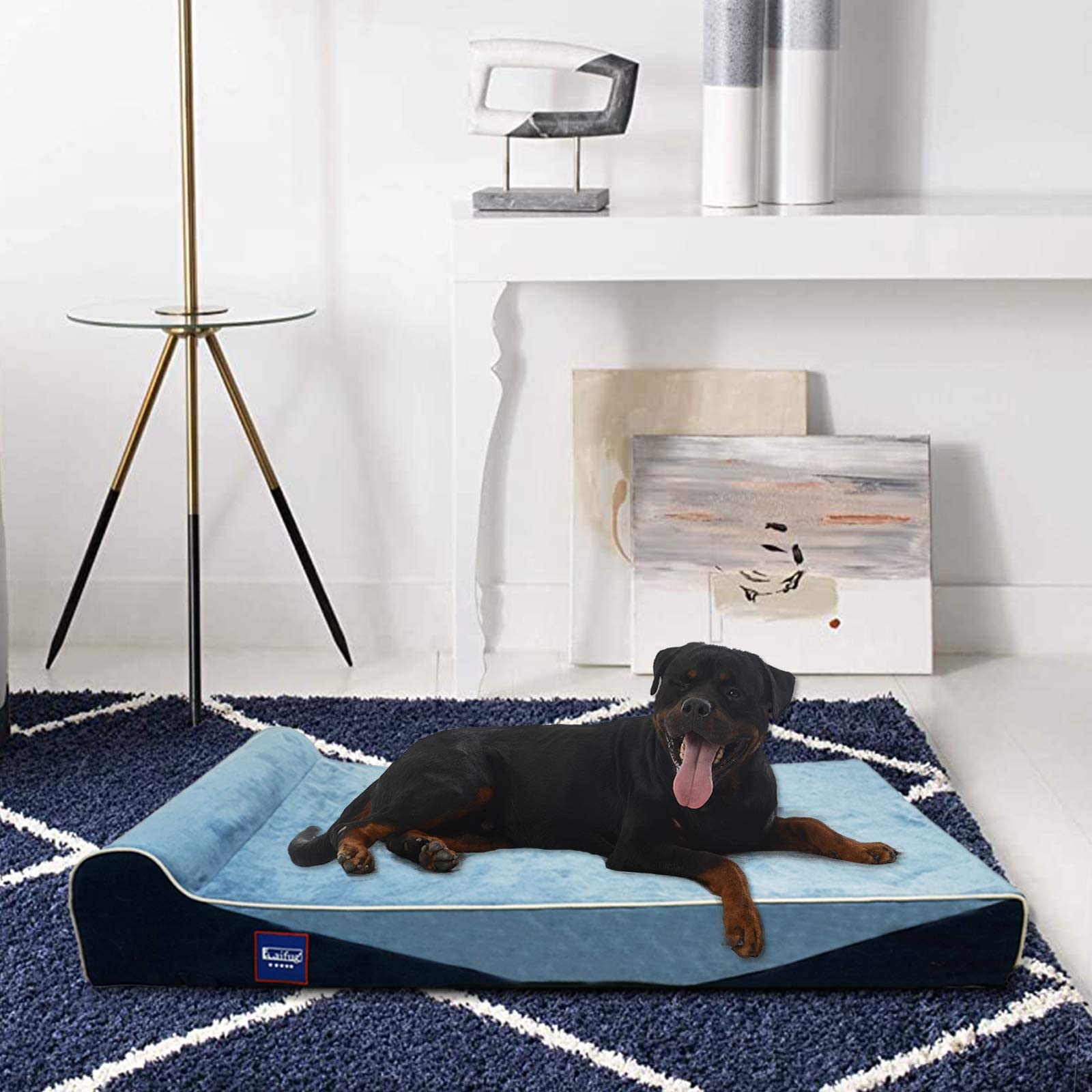 Laifug Orthopedic Memory Foam Dog Bed With Durable Water Proof Liner And Removable Washable Cover (Large (46'X28'X8'), Denim Blue)