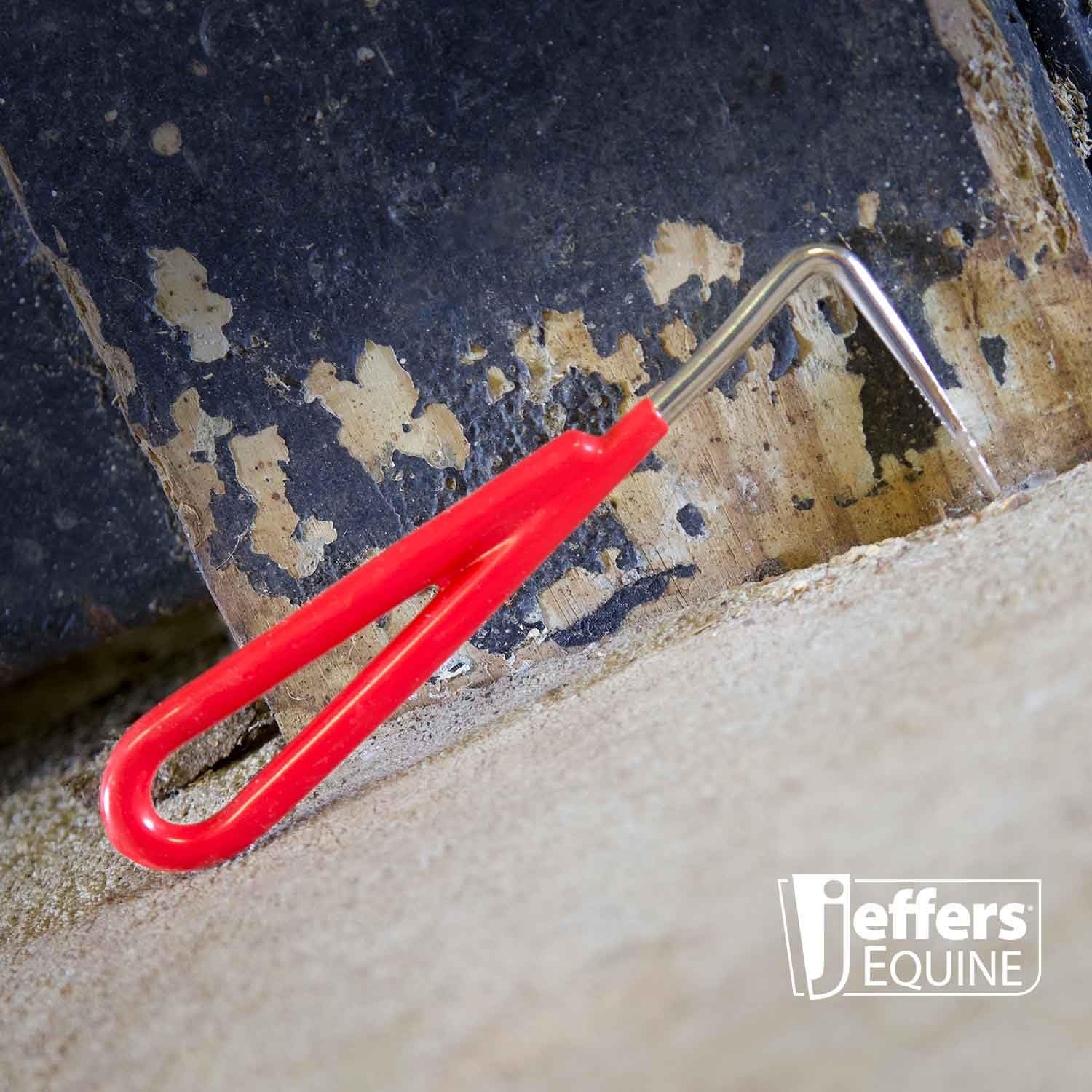 Jeffers Equine Horse Hoof Pick with Red Coated Handle for Horses, Ponies, and Miniatures - Durable Grooming Tool for Hoof Cleani