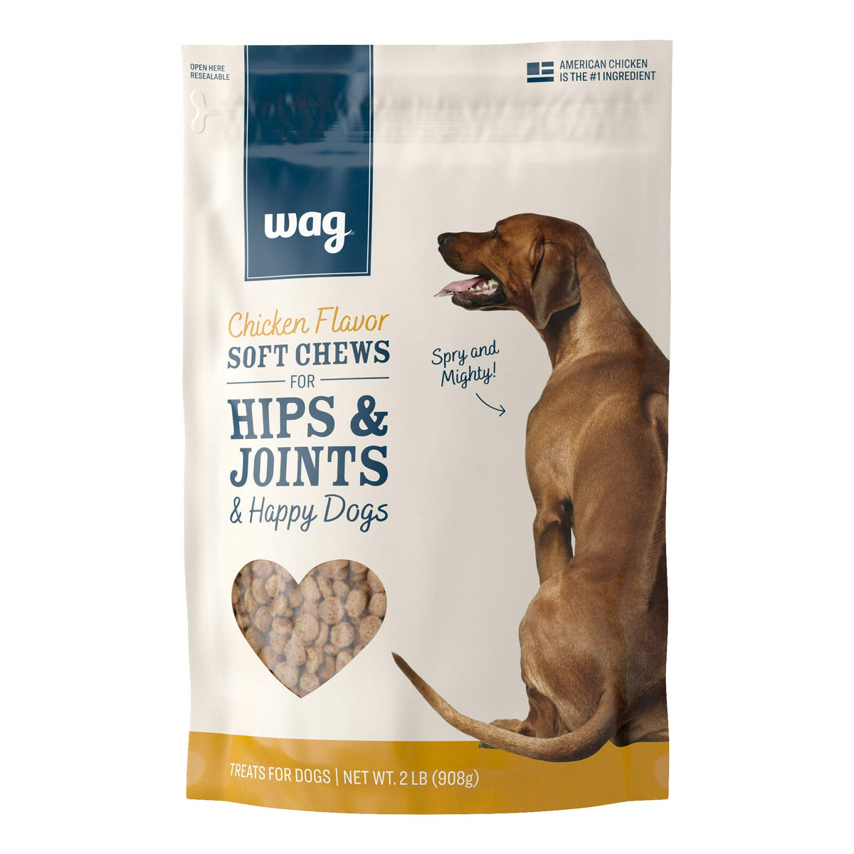 Amazon Brand - Wag Chicken Flavor Hip & Joint Training Treats For Dogs, 2 Lb. Bag (32 Oz)