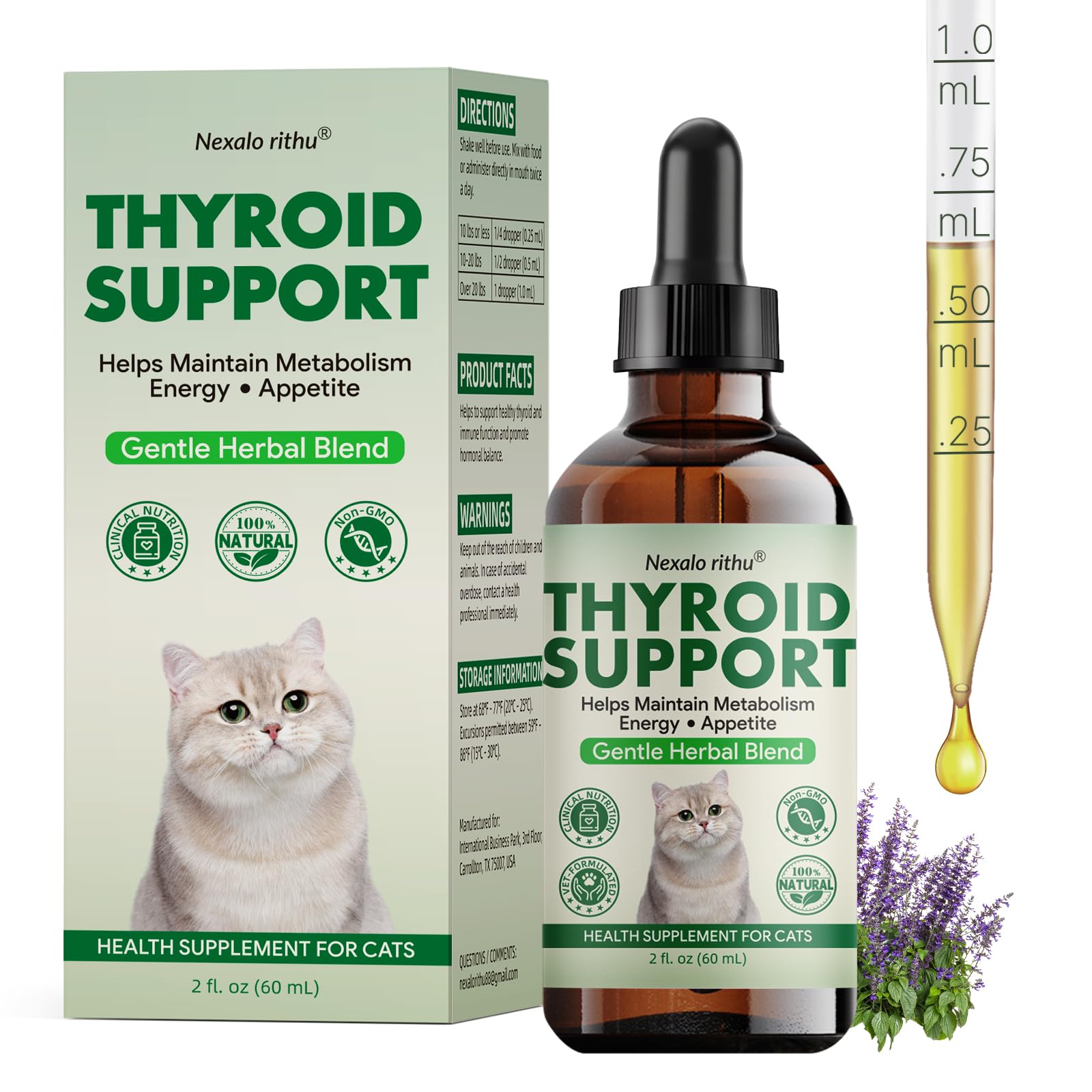 Thyroid Support for Cats - Effective Appetite Stimulant and Weight Gainer,Helps Balance Metabolism and Promote Healthy Weight Ga