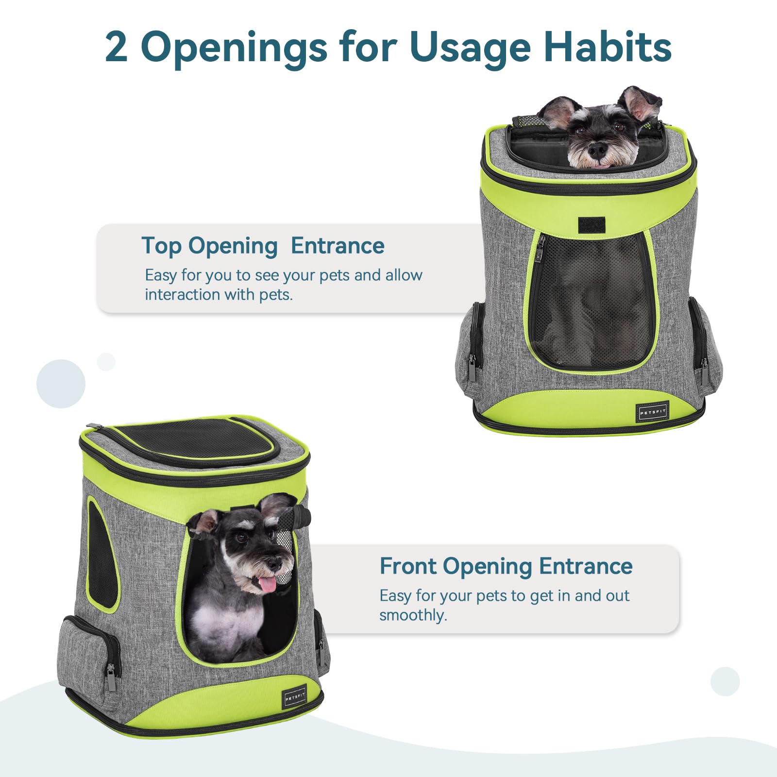 Petsfit Pet Backpack Carrier Easy-Fit Dog Travel Backpack Carrier For Hiking Walking Cycling Suitable For Small Medium Dogs Cats