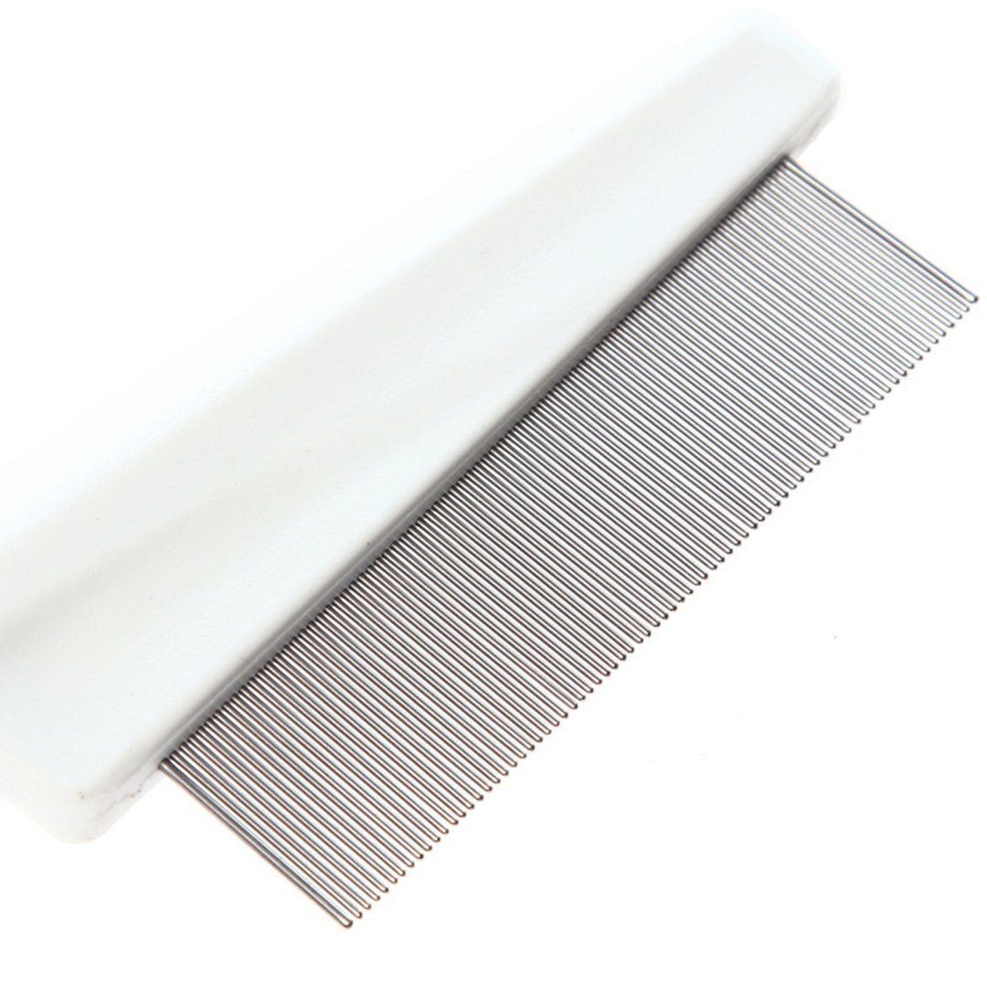 Ennc Pet Grooming Tool Extra Fine Toothed Flea Comb Cat/Dog Stainless Steel Brush Comb -White