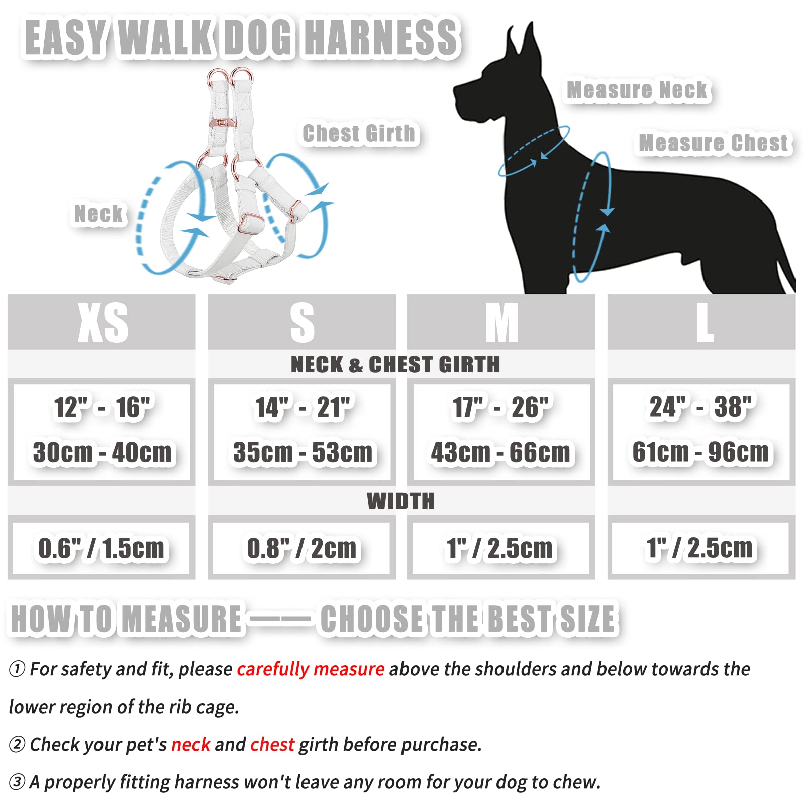 Soft Leather No Pull Dog Harness - Adjustable Step In Dog Harness With Rose Gold Heavy Duty Metal Buckle, Freedom Nylon Dog Halter Vests For Small Medium Large Dogs Easy Walking Training (White,S)